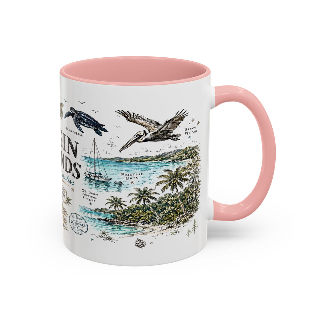 Virgin Islands National Park Coffee Mug | Caribbean Beach Snorkeling Reef Gift | Accent Color Ceramic 11oz 15oz