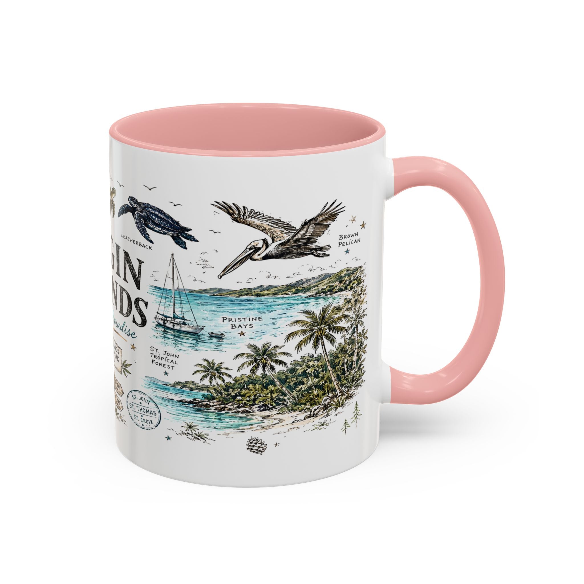 Virgin Islands National Park Coffee Mug | Caribbean Beach Snorkeling Reef Gift | Accent Color Ceramic 11oz 15oz