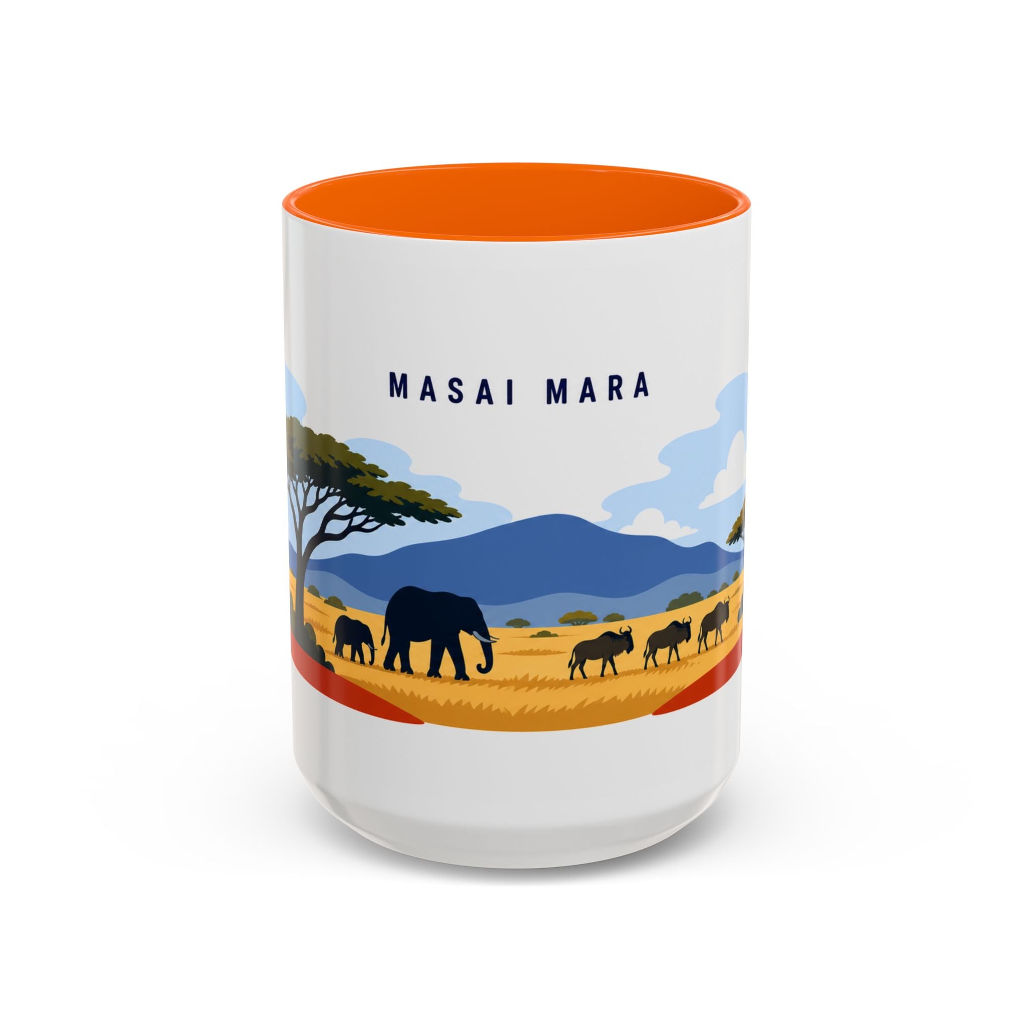 Masai Mara Coffee Mug | Travel Destination Souvenir Gift | Accent Color Ceramic 11oz 15oz
