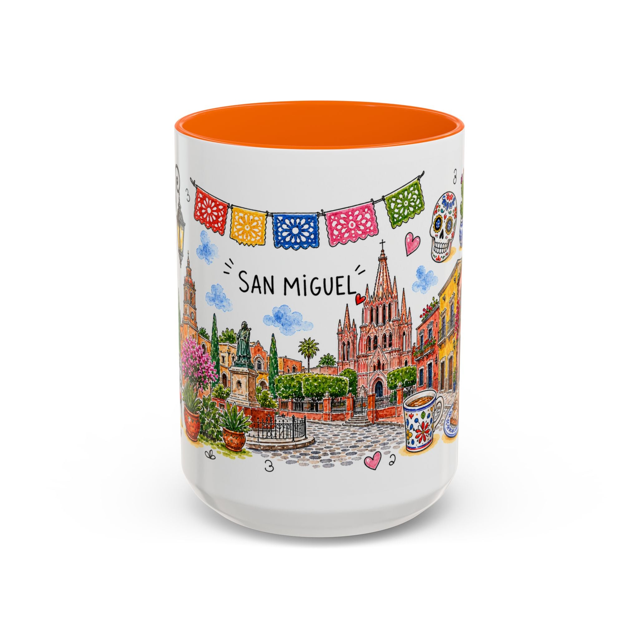 San Miguel de Allende Illustrated Travel Mug | City Souvenir Accent Coffee Mug | 11oz 15oz Ceramic Cup