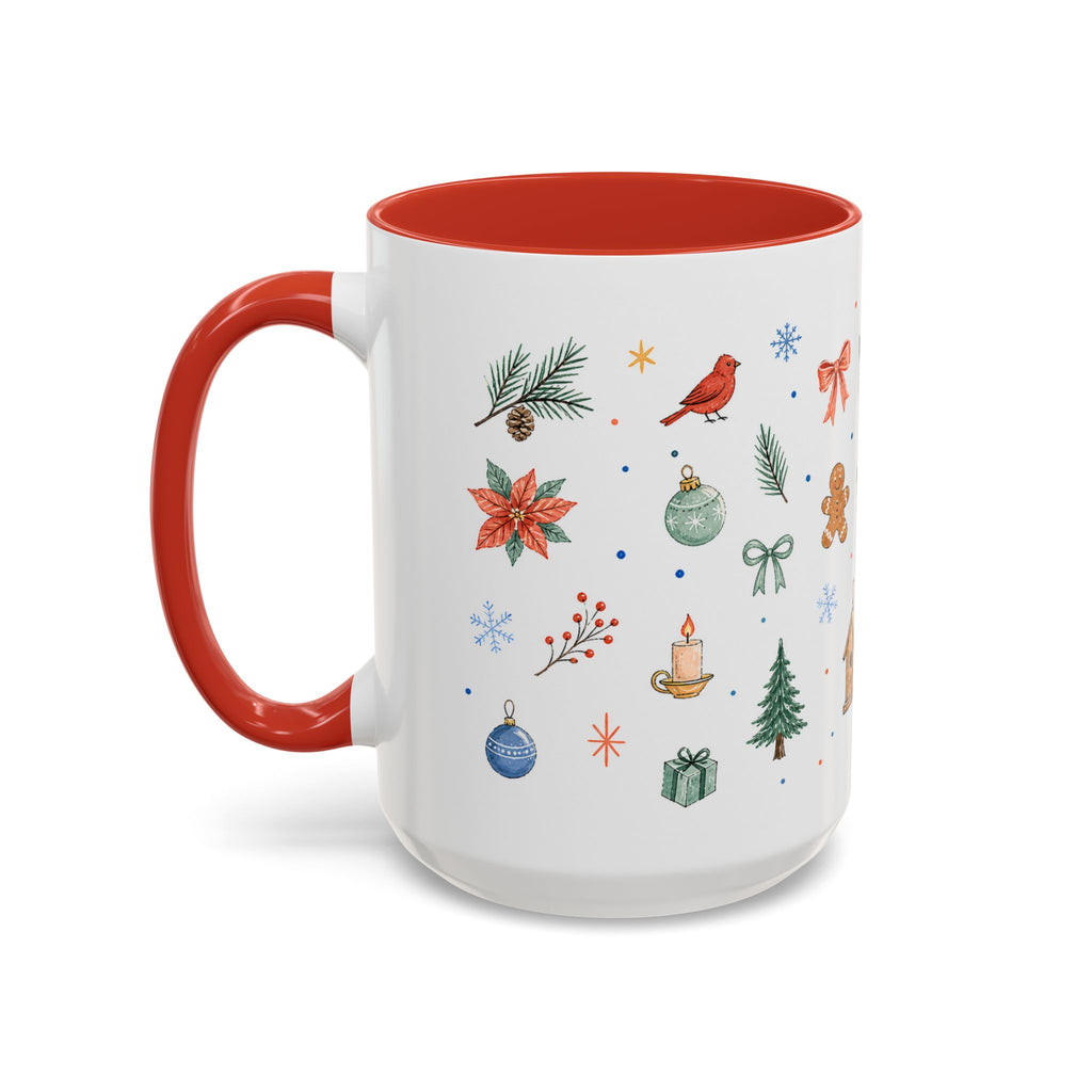 Woodland Christmas Mug | Deer Bird Watercolor Holiday Gift | Accent Cup 11oz 15oz