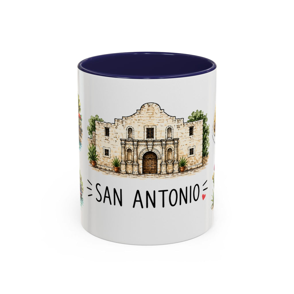 San Antonio Illustrated Travel Mug | City Souvenir Accent Coffee Mug | 11oz 15oz Ceramic Cup