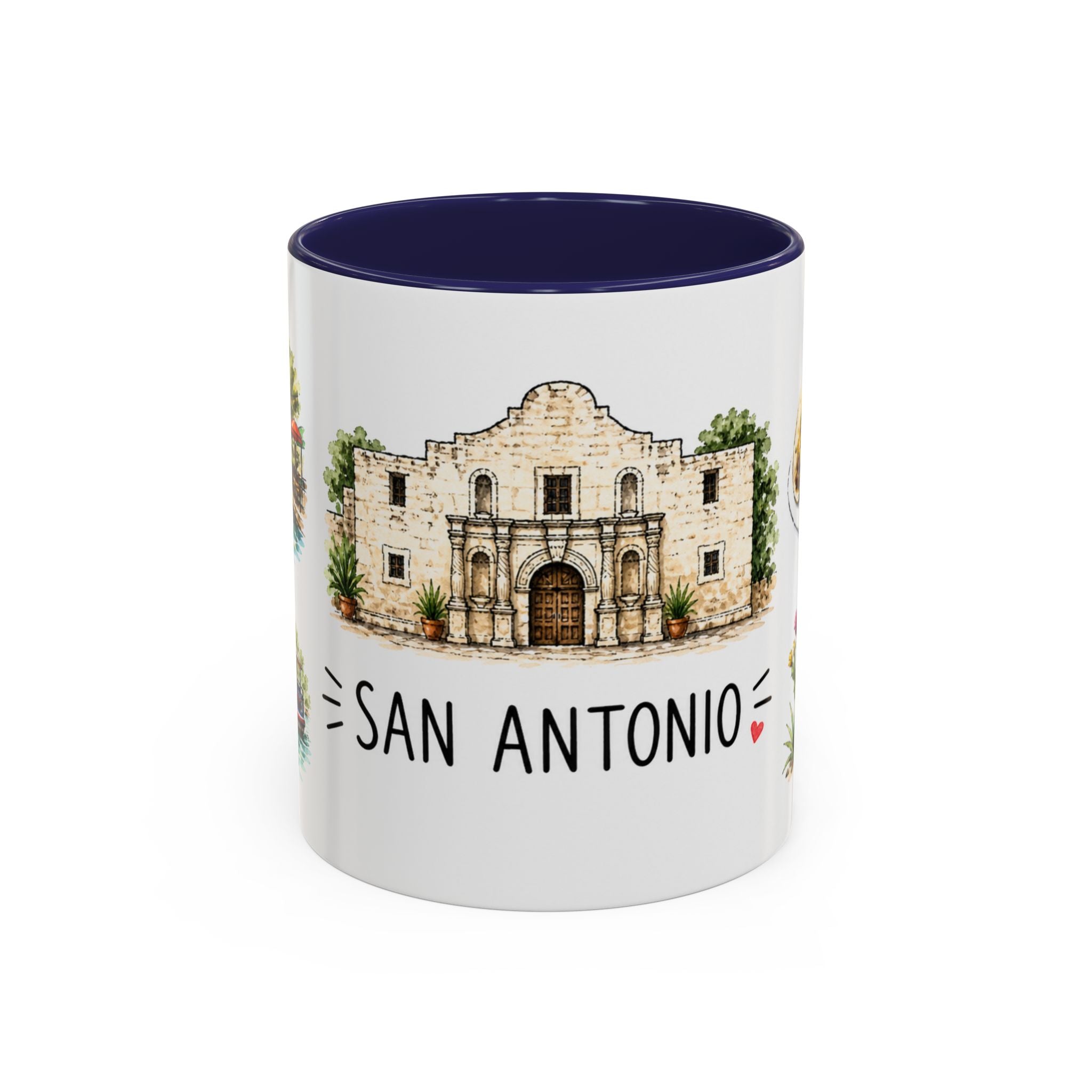 San Antonio Illustrated Travel Mug | City Souvenir Accent Coffee Mug | 11oz 15oz Ceramic Cup