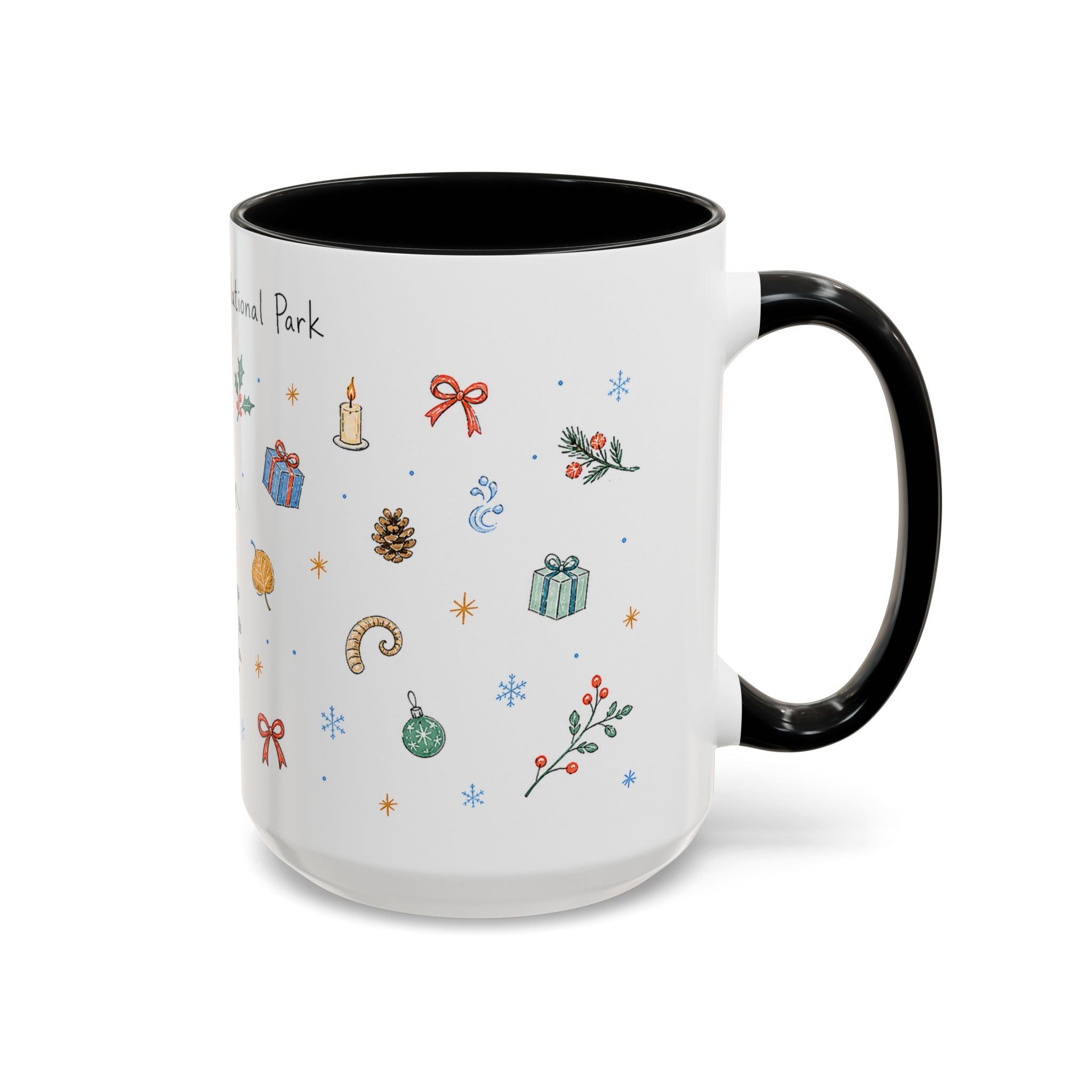 Rocky Mountain National Park Christmas Mug | Watercolor Travel Souvenir | Holiday Gift | Accent Ceramic Coffee Cup 11oz 15oz