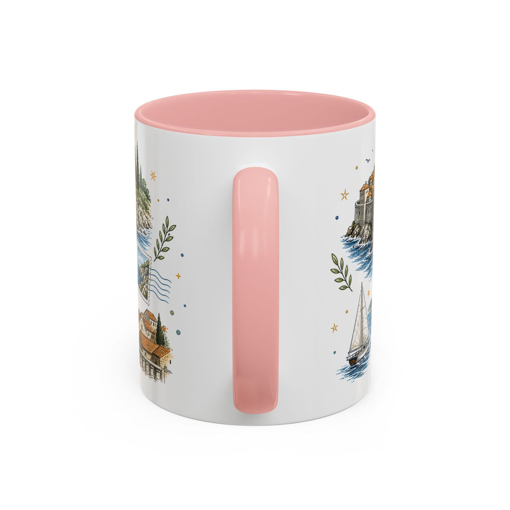 Dubrovnik Coast Coffee Mug | Travel Destination Souvenir Gift | Accent Color Ceramic 11oz 15oz