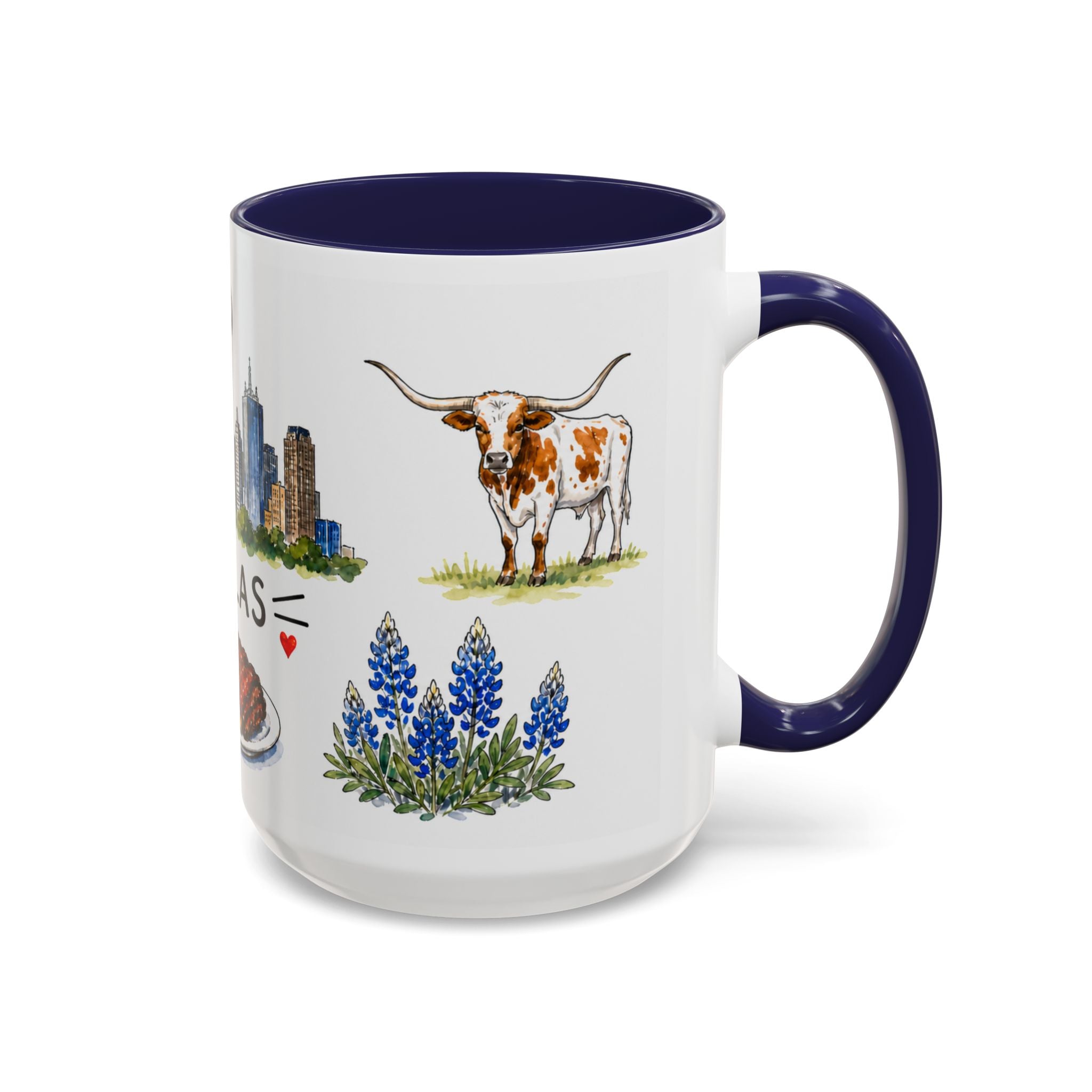 Dallas Illustrated Travel Mug | City Souvenir Accent Coffee Mug | 11oz 15oz Ceramic Cup