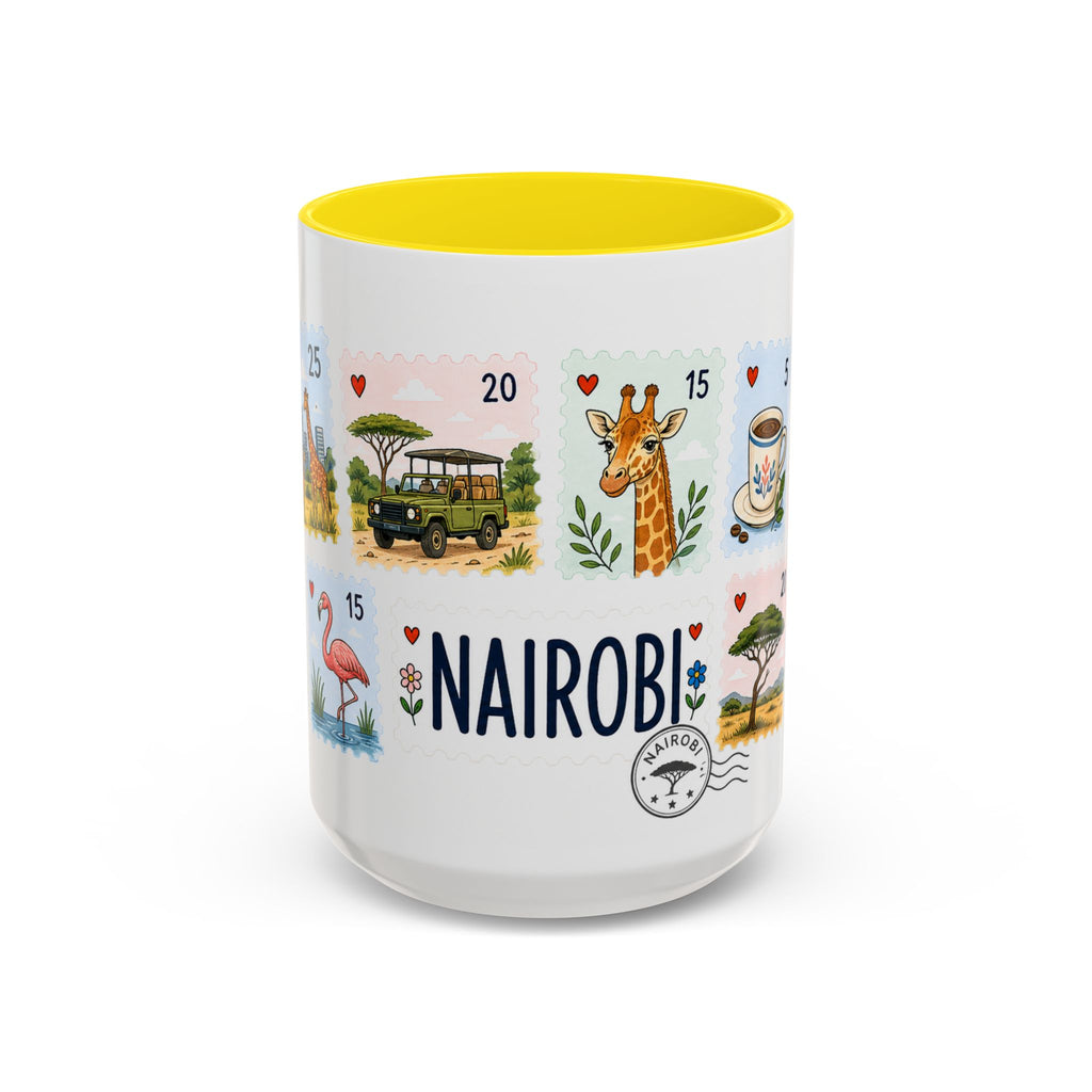 Nairobi Coffee Mug | Postage Stamp Collage Mug | Travel Souvenir Accent Cup 11oz 15oz