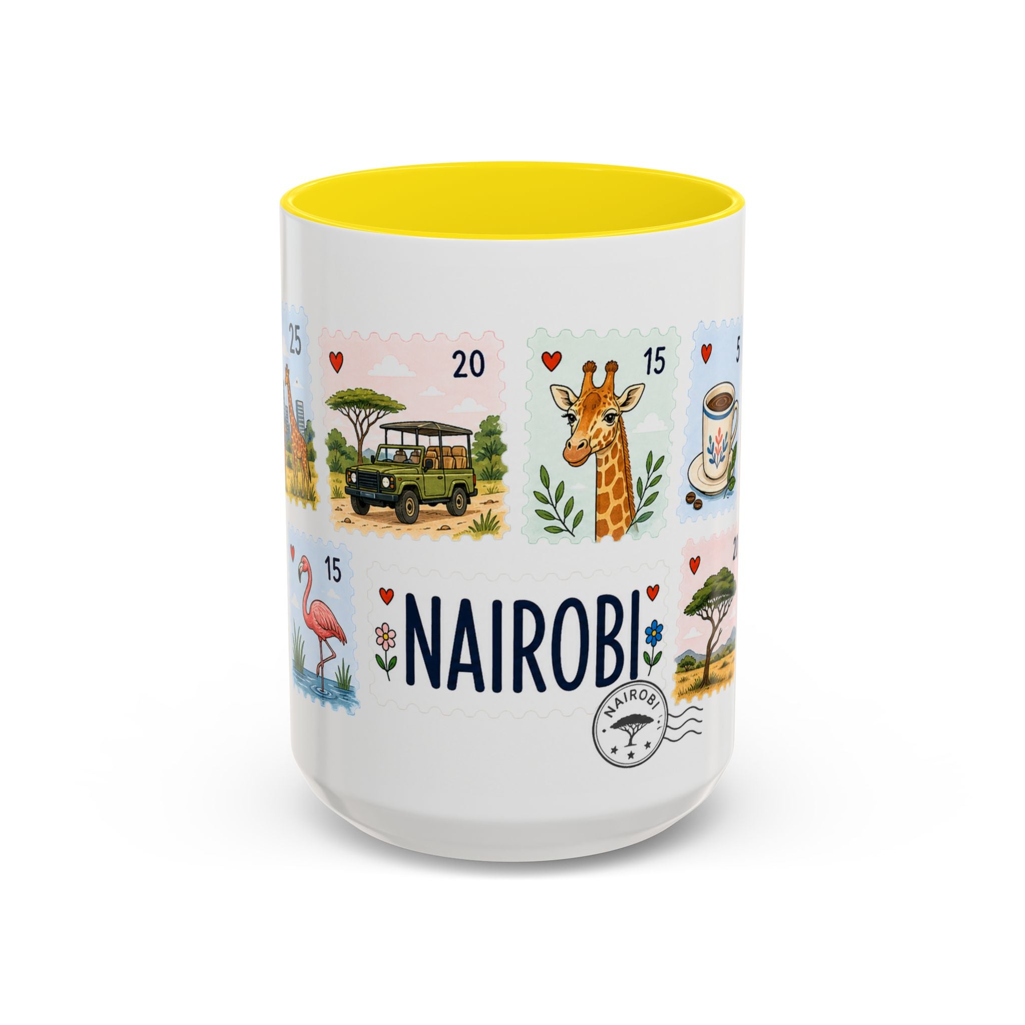 Nairobi Coffee Mug | Postage Stamp Collage Mug | Travel Souvenir Accent Cup 11oz 15oz