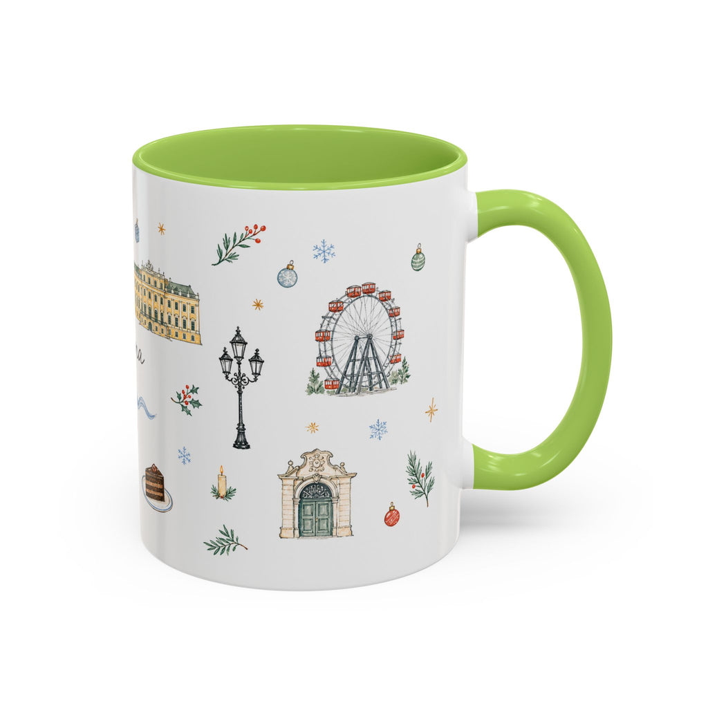 Vienna Christmas Mug | Watercolor Travel Souvenir | Holiday Gift | Accent Ceramic Coffee Cup 11oz 15oz