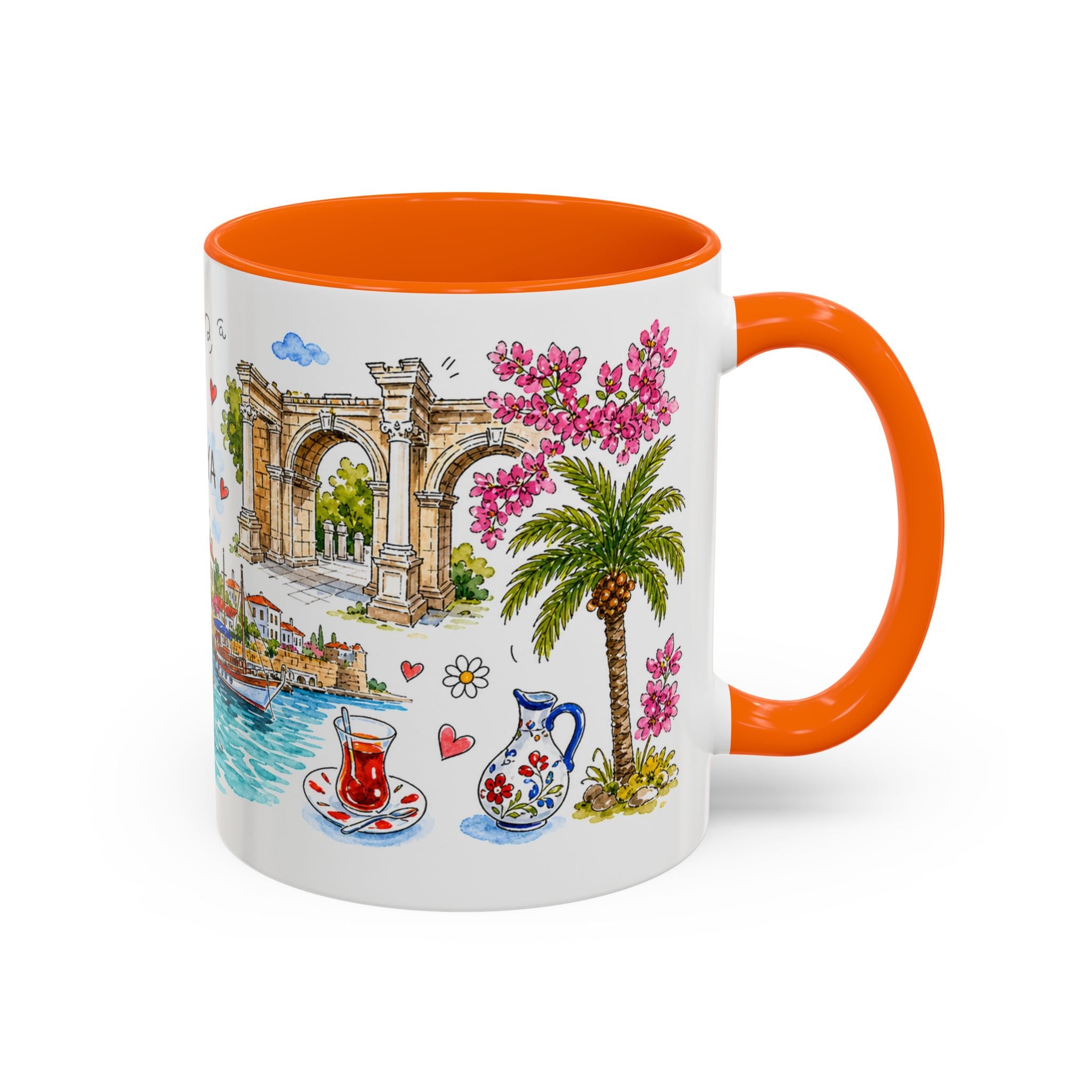 Antalya Travel Mug | European City Souvenir Accent Coffee Mug | 11oz 15oz Ceramic Cup