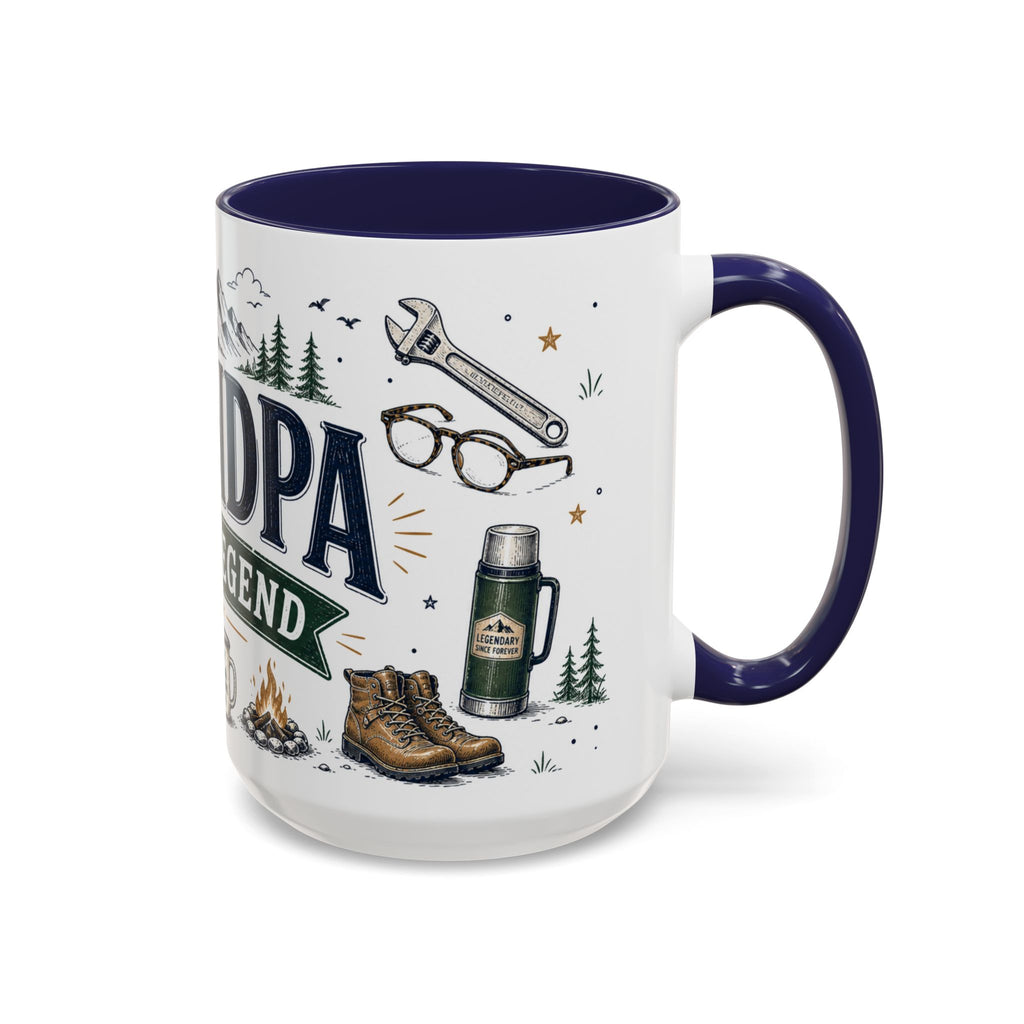 Grandpa The Legend Coffee Mug | Gift From Grandkids | Accent Color Ceramic 11oz 15oz
