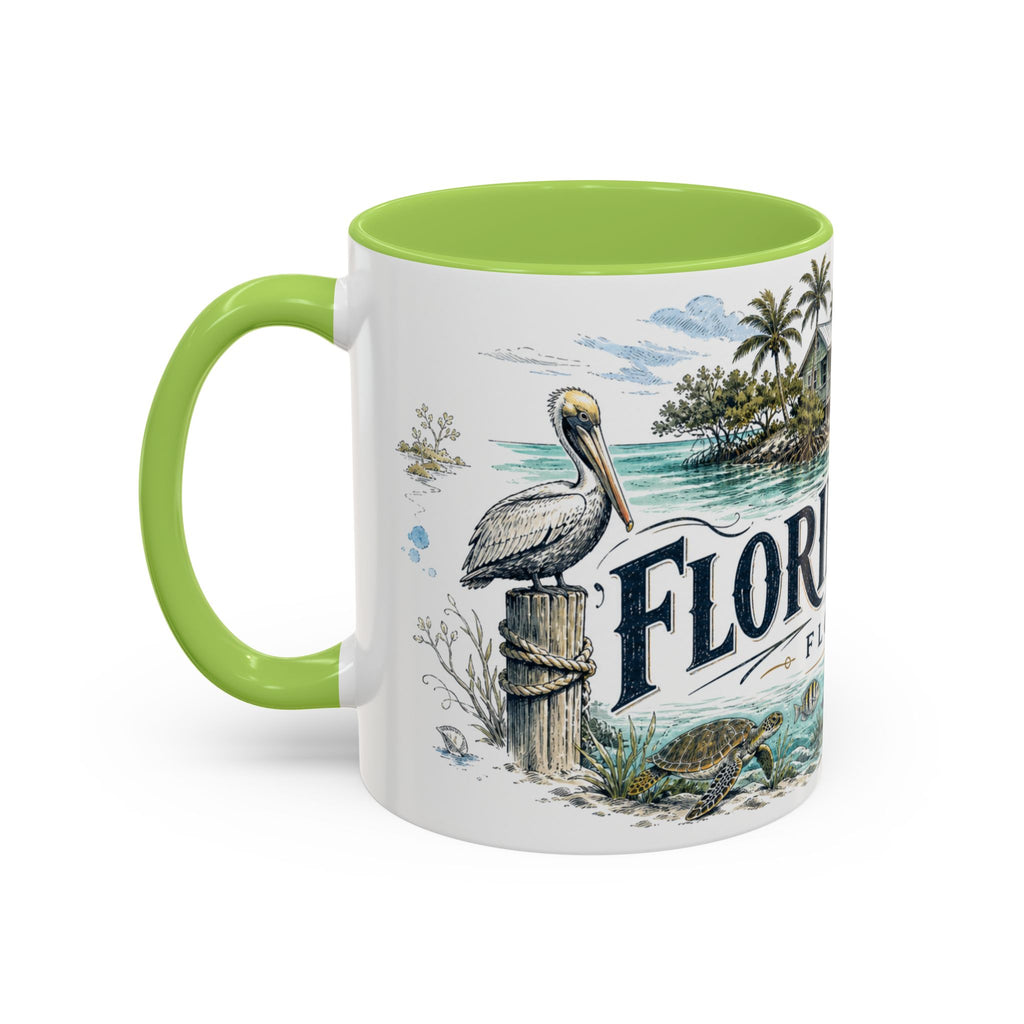 Florida Keys Mug, Florida Travel Souvenir, Bucket List Gift, Accent Ceramic Coffee Mug 11oz 15oz