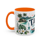 Tahiti Coffee Mug | Travel Destination Souvenir Gift | Accent Color Ceramic 11oz 15oz