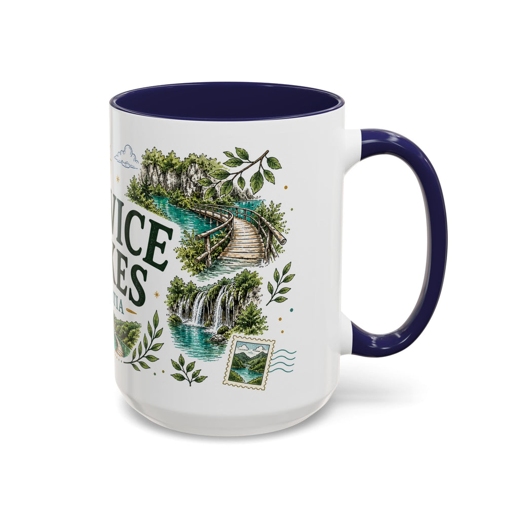 Plitvice Lakes Coffee Mug | Travel Destination Souvenir Gift | Accent Color Ceramic 11oz 15oz