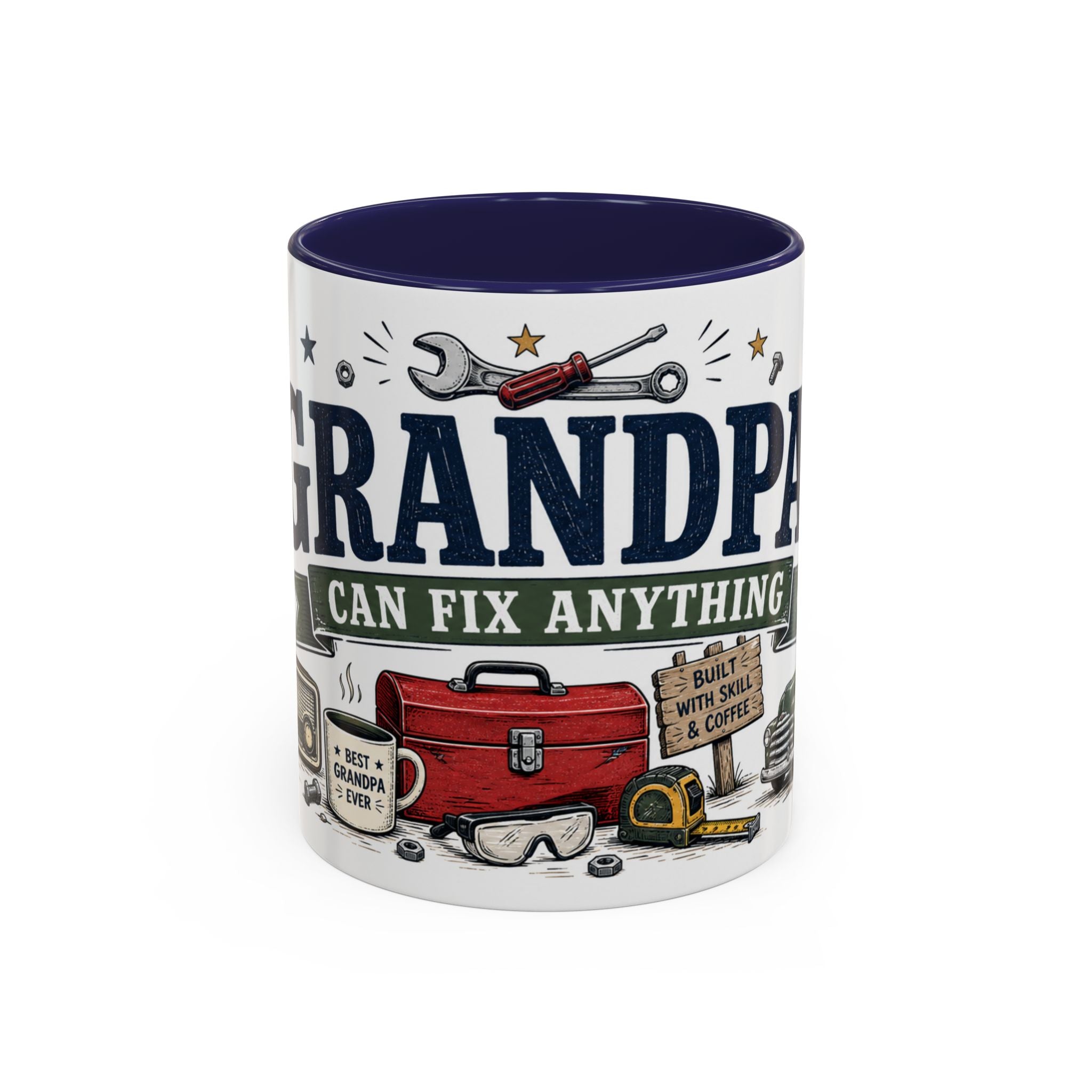 Grandpa Can Fix Anything Coffee Mug | Funny Gift From Grandkids | Accent Ceramic 11oz 15oz