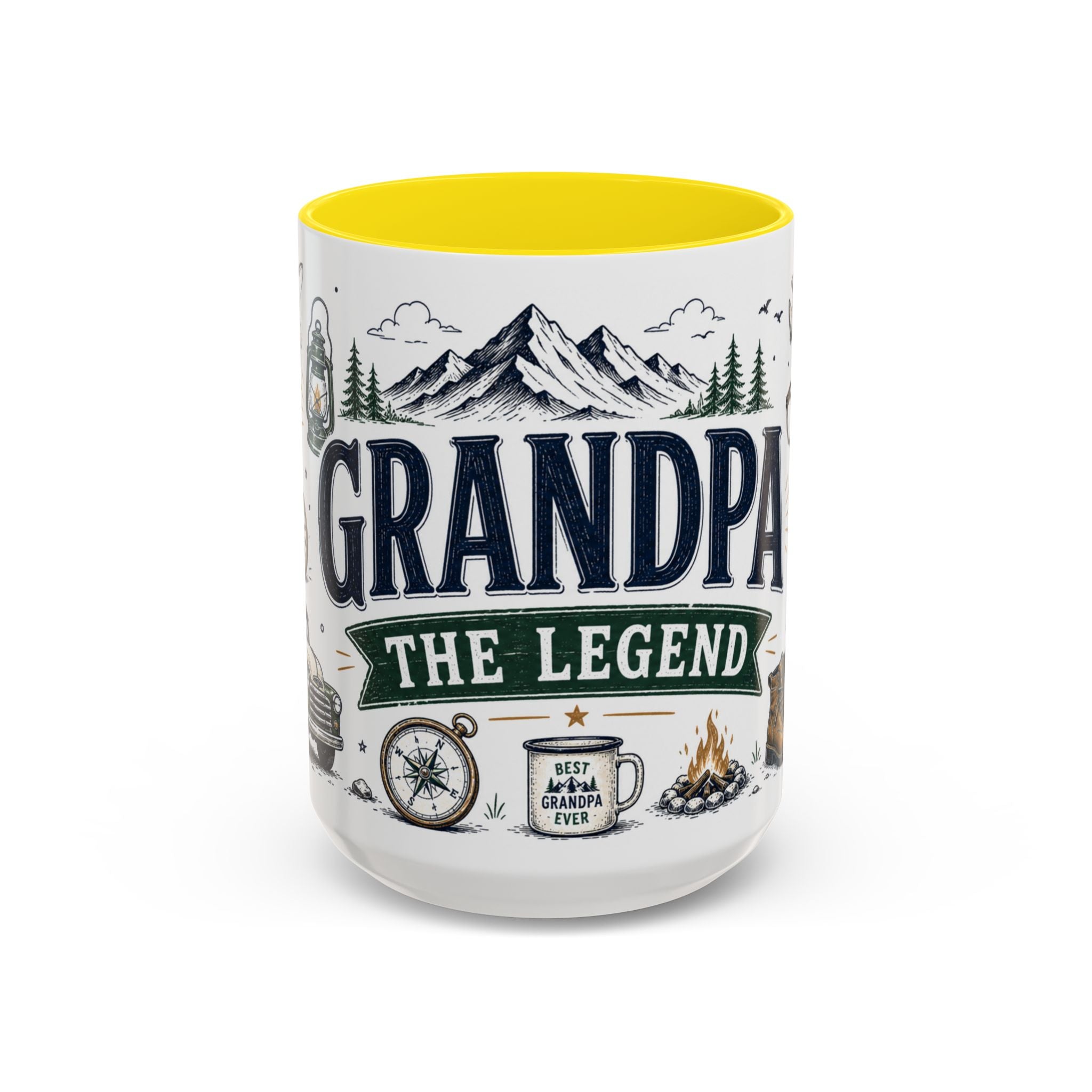 Grandpa The Legend Coffee Mug | Gift From Grandkids | Accent Color Ceramic 11oz 15oz