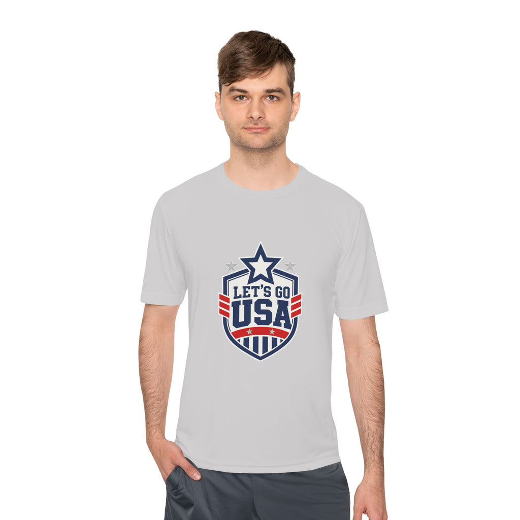 United States Soccer T Shirt, Let's Go USA Fan Tee, Moisture Wicking Sport Shirt