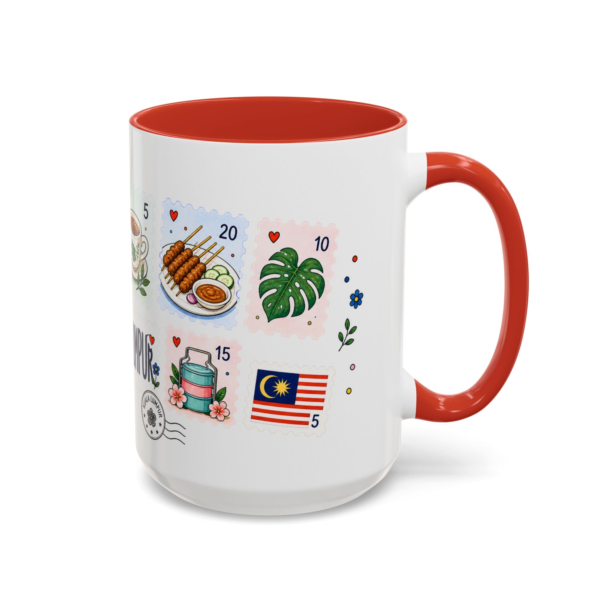 Kuala Lumpur Coffee Mug | Postage Stamp Collage Mug | Travel Souvenir Accent Cup 11oz 15oz