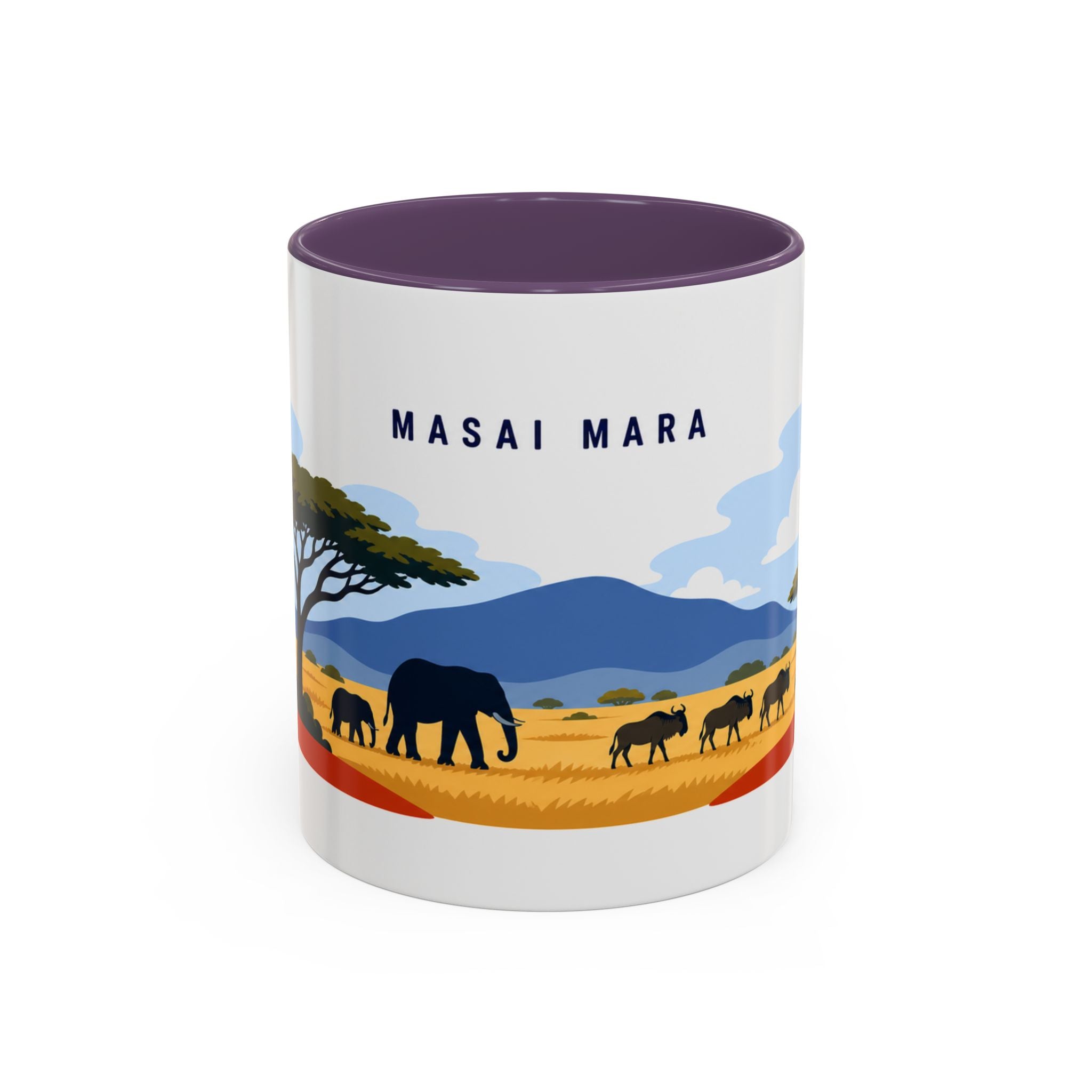 Masai Mara Coffee Mug | Travel Destination Souvenir Gift | Accent Color Ceramic 11oz 15oz