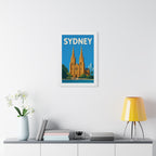 Sydney Cathedral Australia Framed Poster | Vintage Travel Wall Art | Black Walnut White Frame | 16x24 20x30