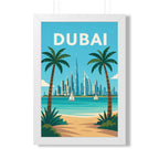 Dubai Beach United Arab Emirates Framed Poster | Vintage Travel Wall Art | Black Walnut White Frame | 16x24 20x30