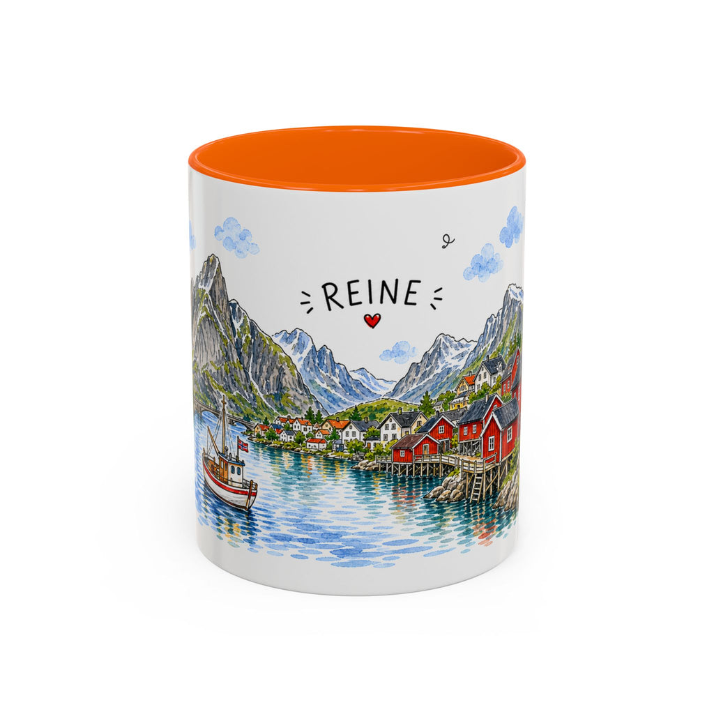 Reine Illustrated Travel Mug | Norway Souvenir Accent Coffee Mug | 11oz 15oz Ceramic Cup