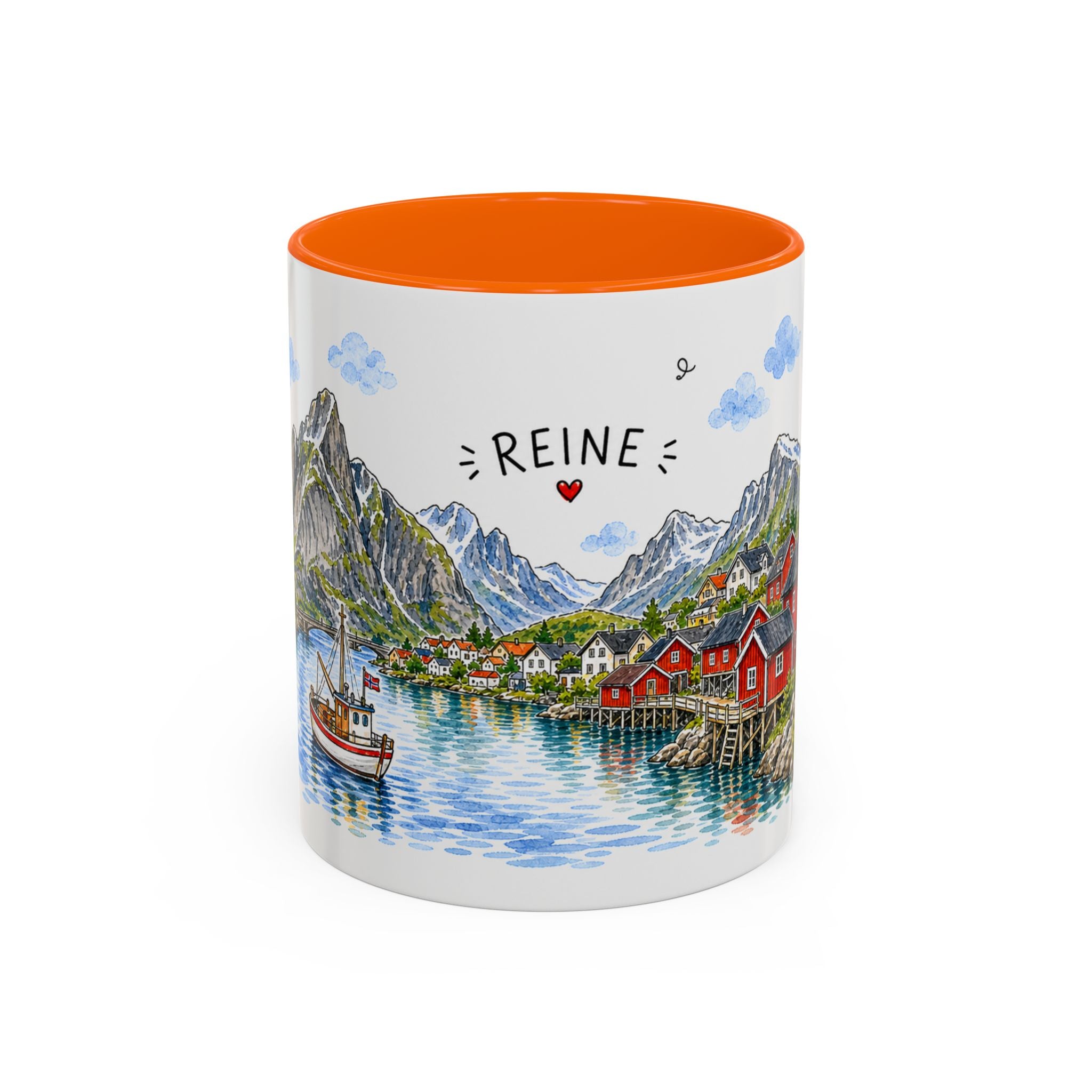 Reine Illustrated Travel Mug | Norway Souvenir Accent Coffee Mug | 11oz 15oz Ceramic Cup