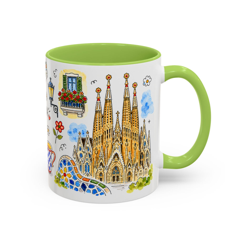 Barcelona Travel Mug | European City Souvenir Accent Coffee Mug | 11oz 15oz Ceramic Cup