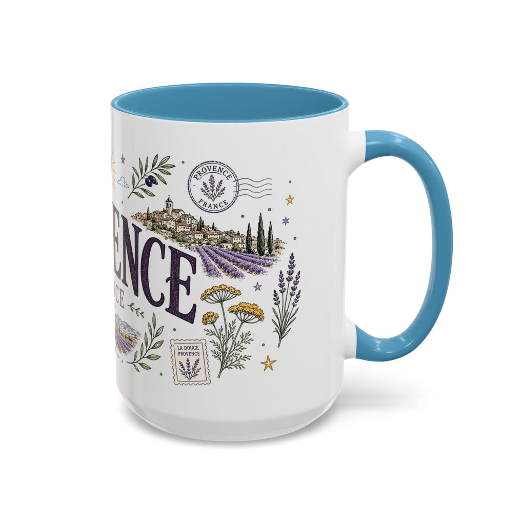 Provence Coffee Mug | Travel Destination Souvenir Gift | Accent Color Ceramic 11oz 15oz