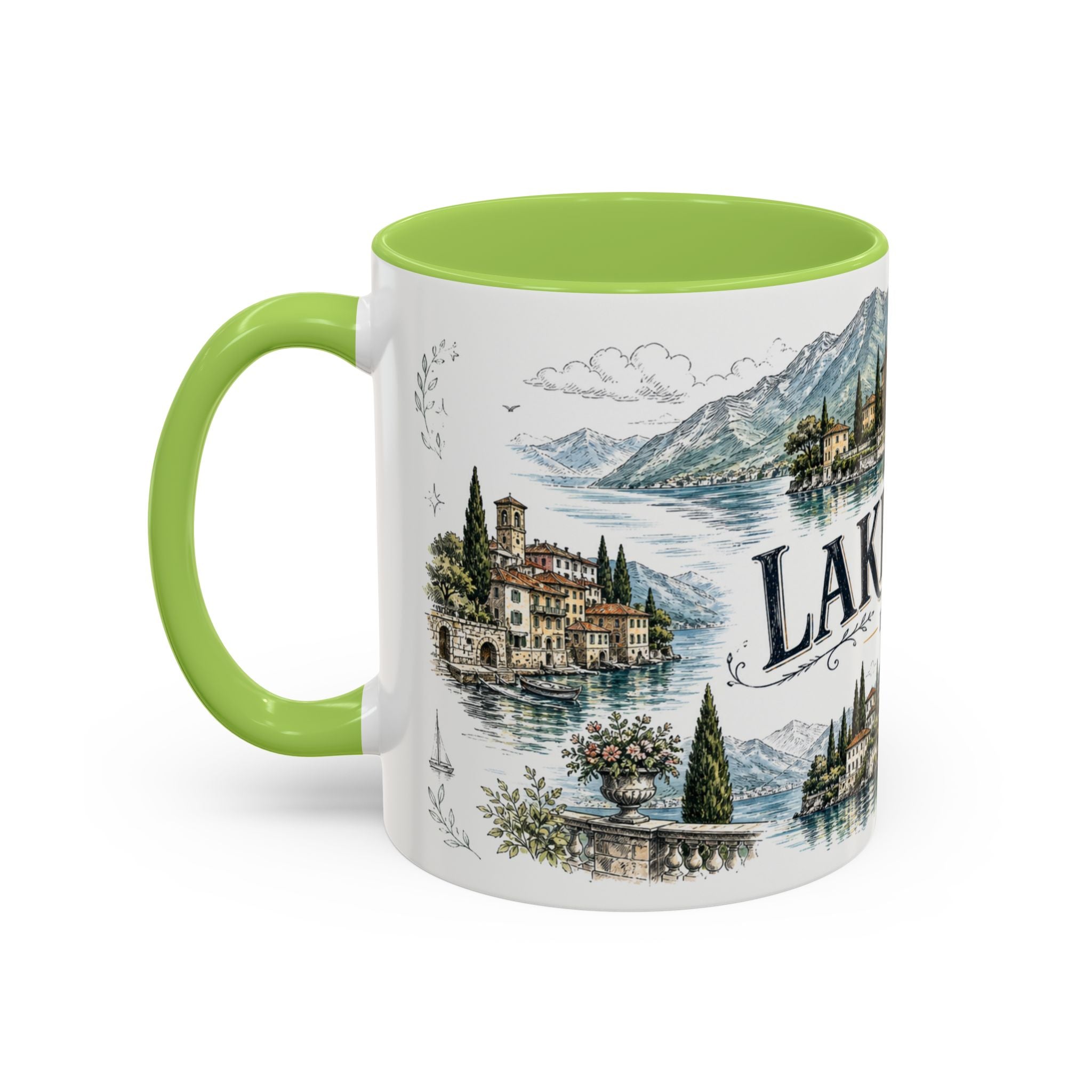 Lake Como Mug, Italy Travel Souvenir, Bucket List Gift, Accent Ceramic Coffee Mug 11oz 15oz