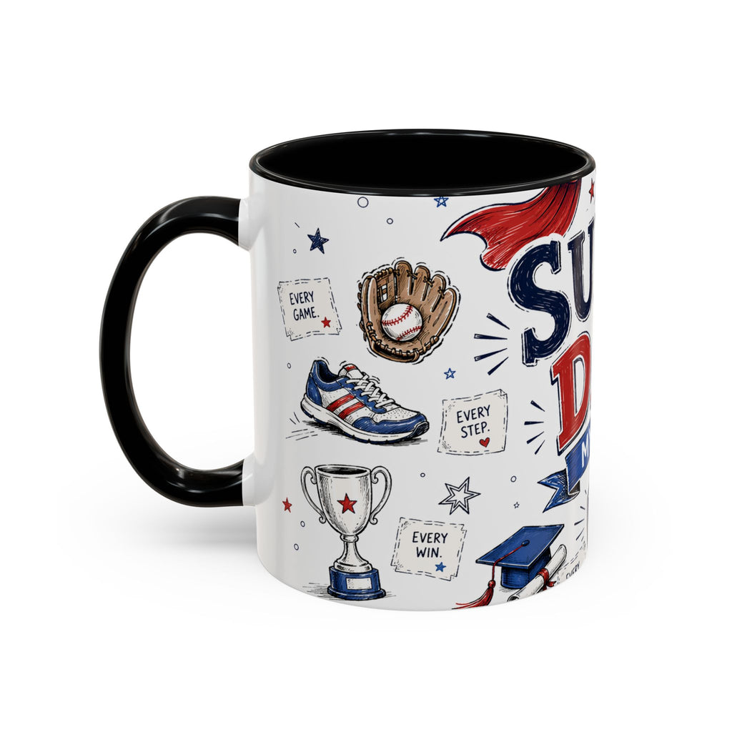 Super Dad My Hero Coffee Mug | Father's Day Gift for Dad | Accent Color Ceramic 11oz 15oz