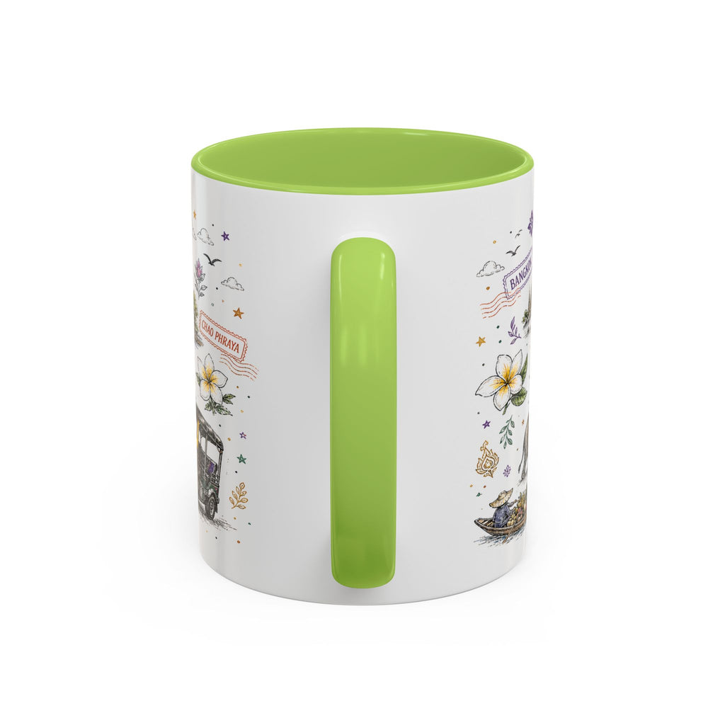 Bangkok Coffee Mug | Thailand Souvenir Travel Gift | Accent Color Ceramic 11oz 15oz