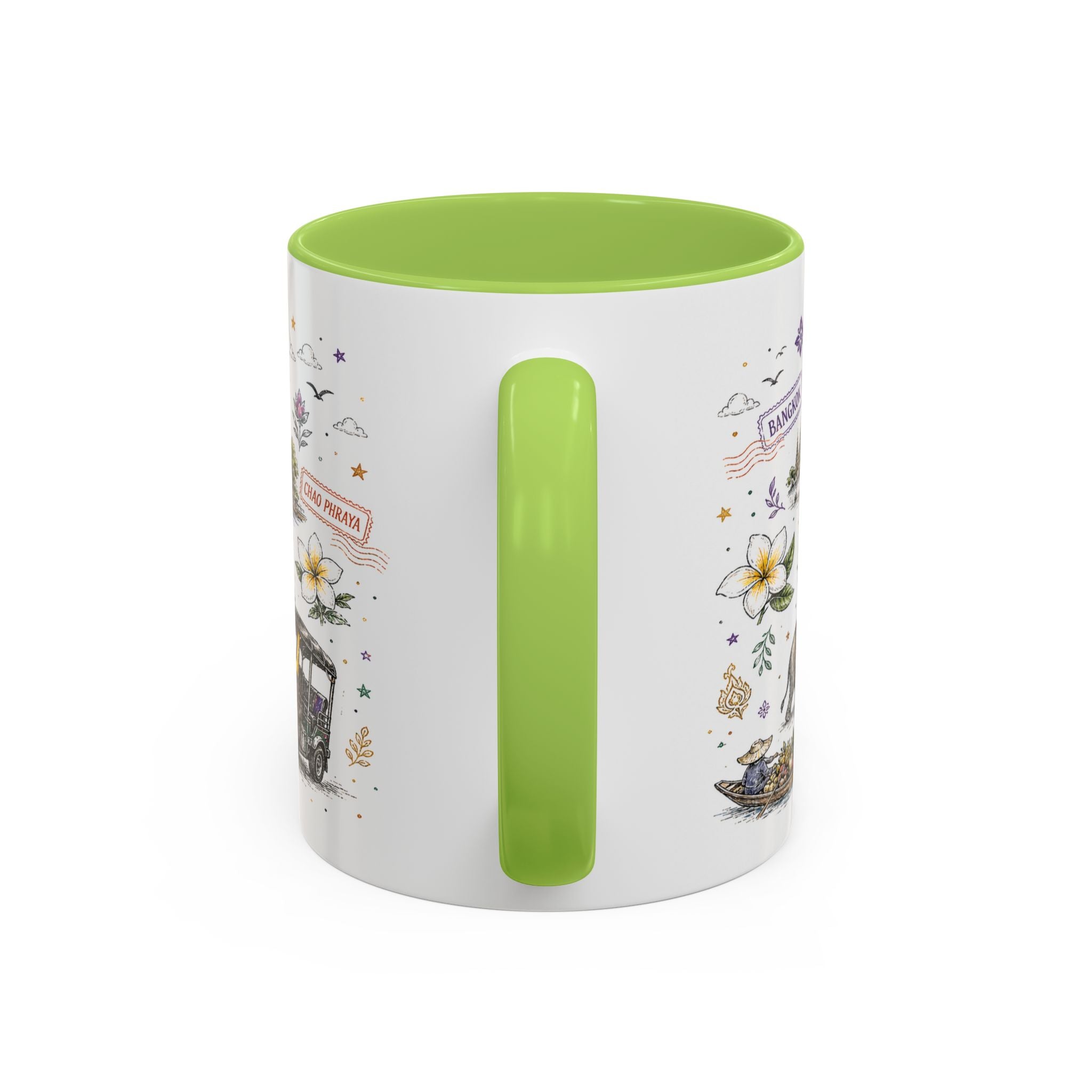 Bangkok Coffee Mug | Thailand Souvenir Travel Gift | Accent Color Ceramic 11oz 15oz