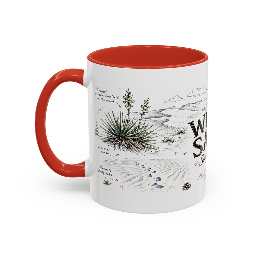 White Sands National Park Coffee Mug | New Mexico Desert Sand Dunes Gift | Accent Color Ceramic 11oz 15oz