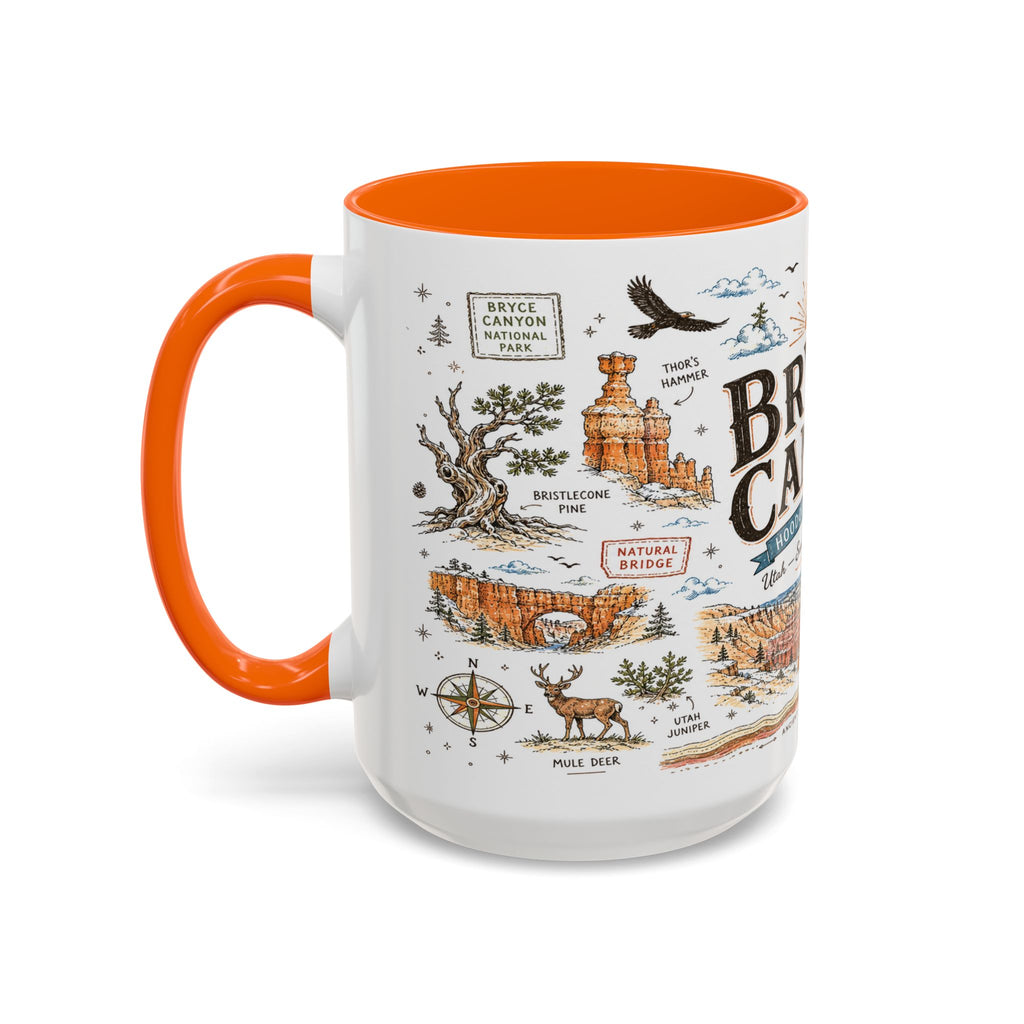 Bryce Canyon Coffee Mug | National Park Hiking Utah Gift | Accent Color Ceramic 11oz 15oz