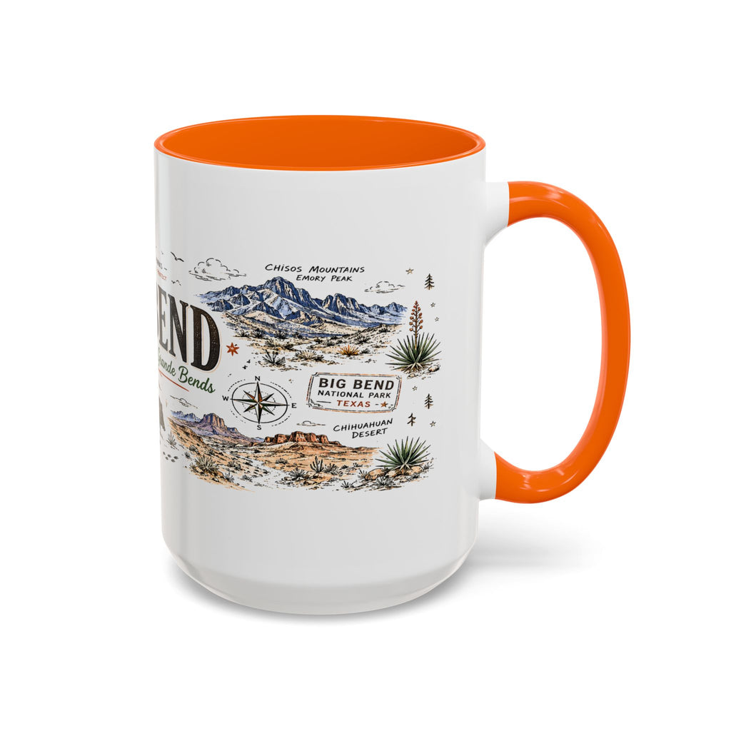 Big Bend National Park Coffee Mug | Texas Desert River Canyon Hiking Gift | Accent Color Ceramic 11oz 15oz