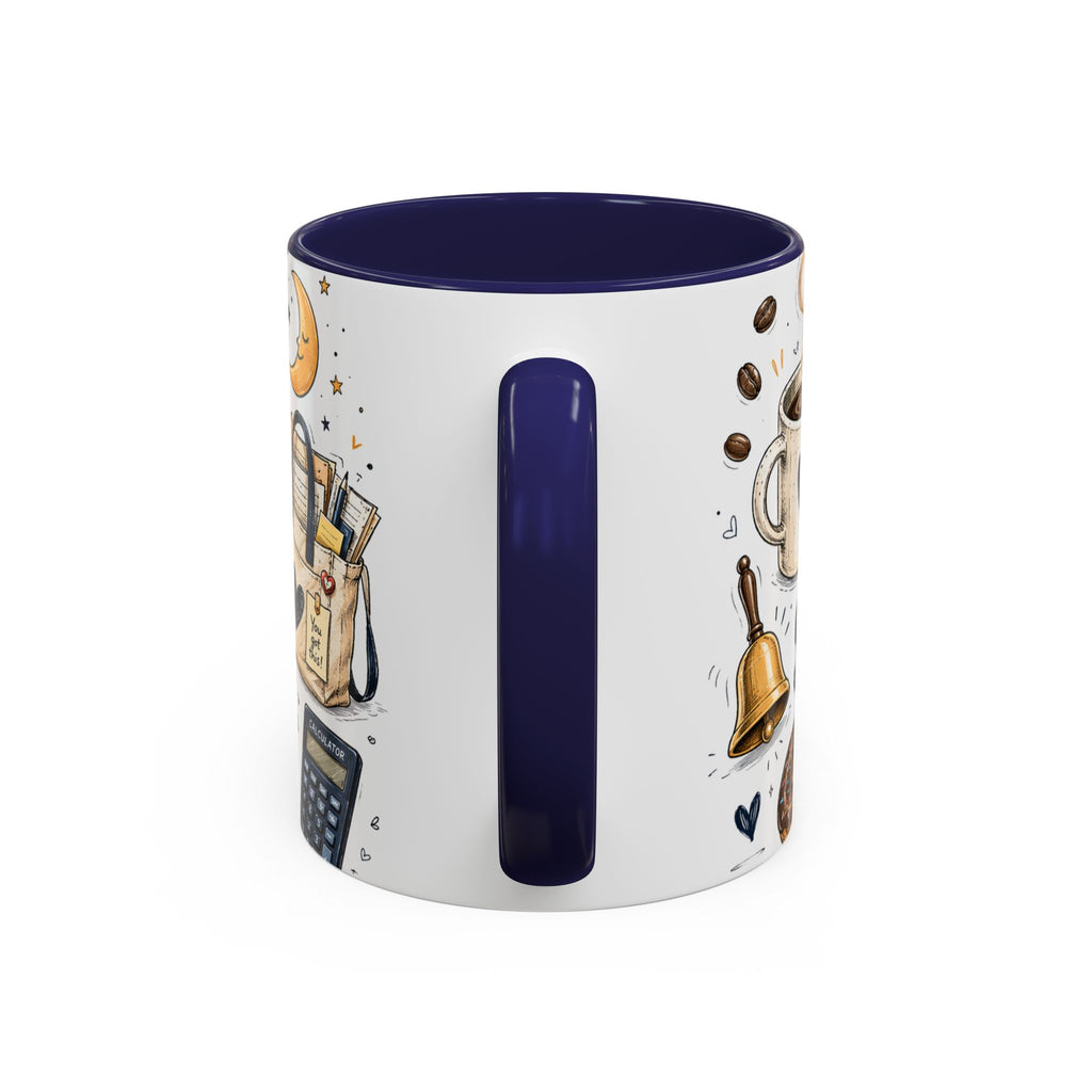 Teacher Fuel Coffee Mug | Powered by Coffee and Wine Funny Gift | Accent Color Ceramic 11oz 15oz