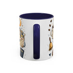 Teacher Fuel Coffee Mug | Powered by Coffee and Wine Funny Gift | Accent Color Ceramic 11oz 15oz