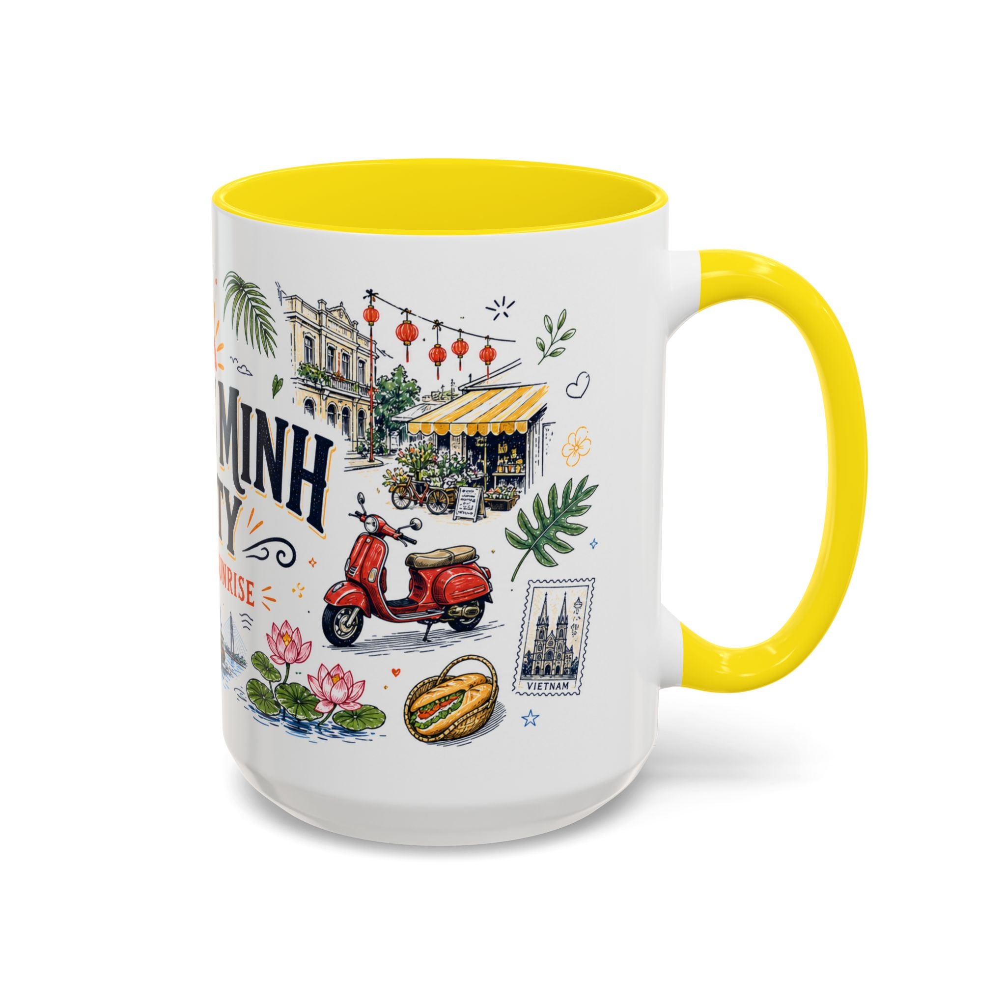 Ho Chi Minh City Coffee Mug | Vietnam Souvenir Travel Gift | Accent Color Ceramic 11oz 15oz