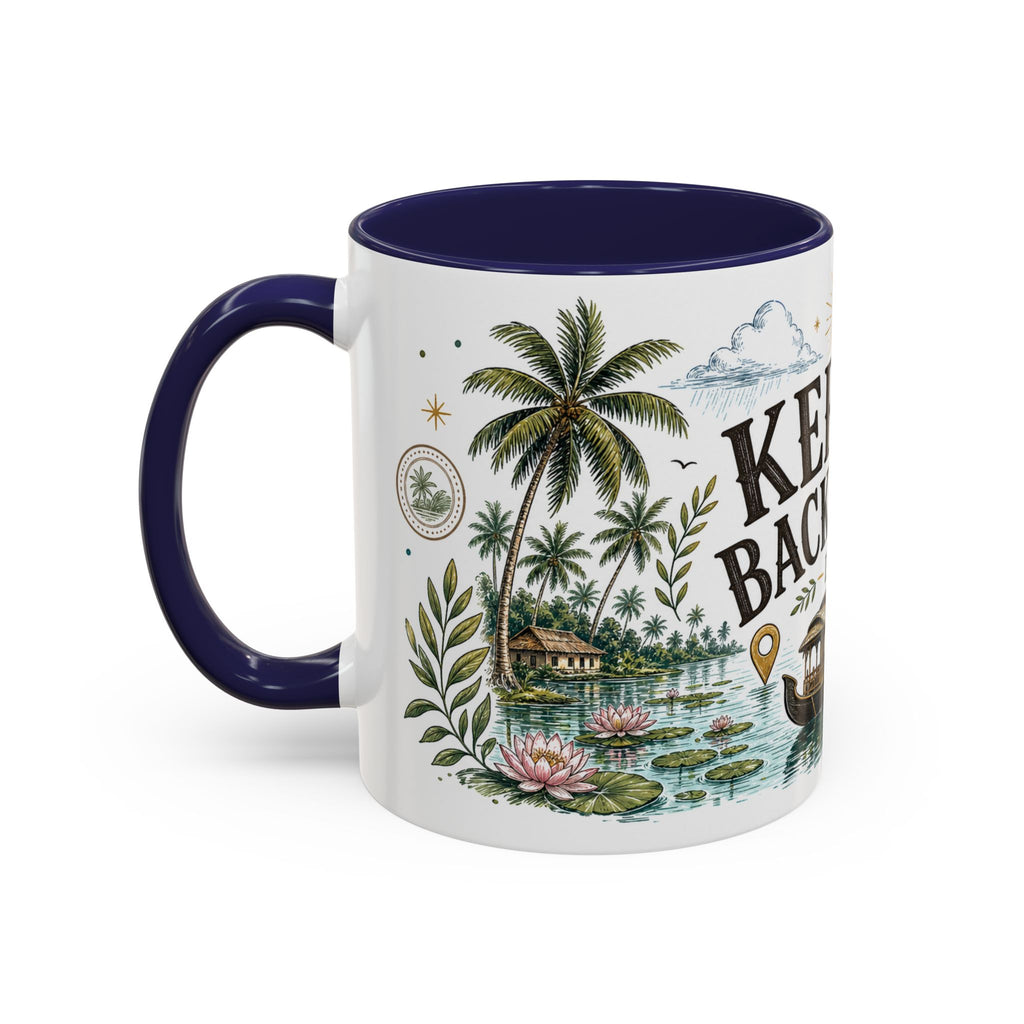 Kerala Backwaters Coffee Mug | Travel Destination Souvenir Gift | Accent Color Ceramic 11oz 15oz