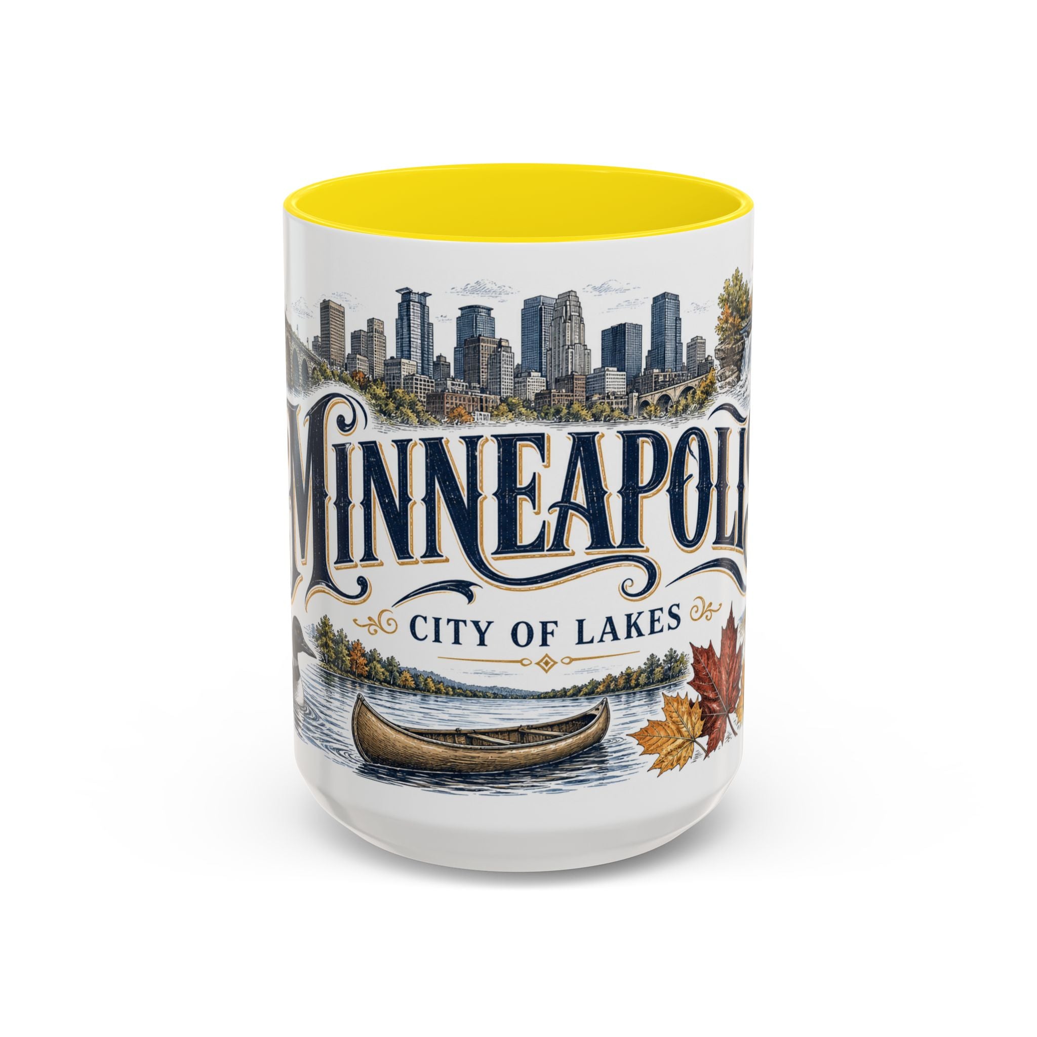 Minneapolis Coffee Mug | United States Travel Souvenir | Vintage Illustrated City Gift | 11 oz 15 oz Accent Mug