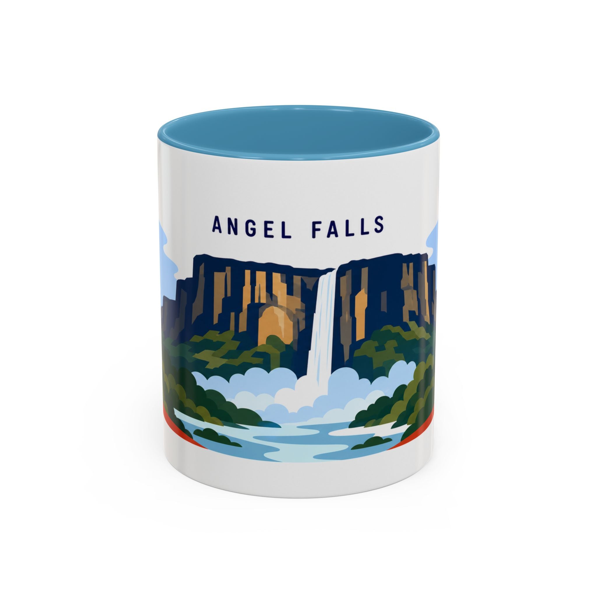 Angel Falls Coffee Mug | Travel Destination Souvenir Gift | Accent Color Ceramic 11oz 15oz