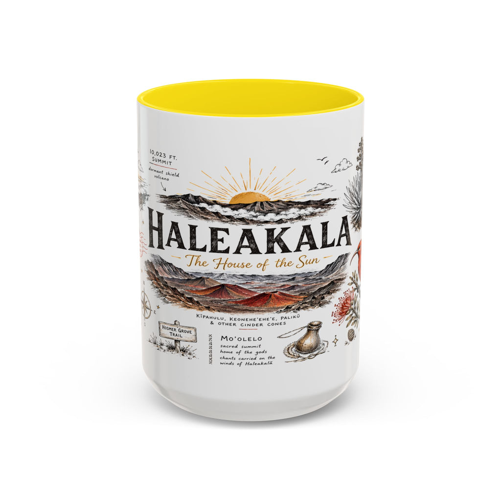 Haleakala National Park Coffee Mug | Hawaii Maui Sunrise Crater Gift | Accent Color Ceramic 11oz 15oz