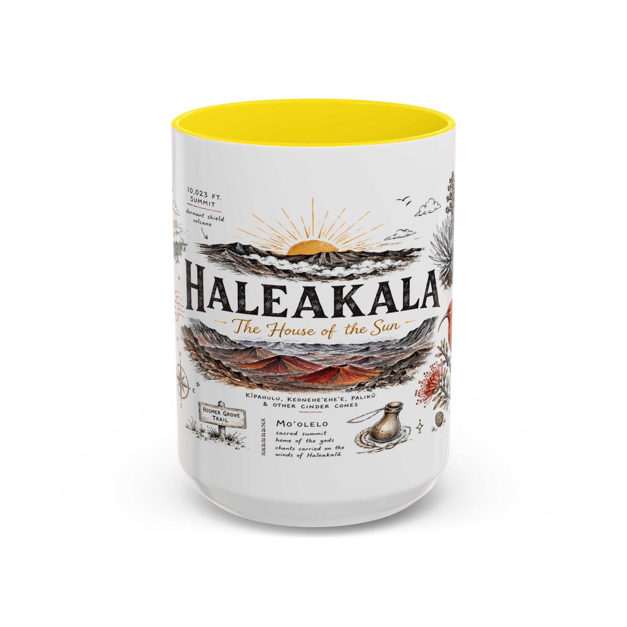 Haleakala National Park Coffee Mug | Hawaii Maui Sunrise Crater Gift | Accent Color Ceramic 11oz 15oz