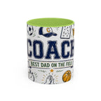 Coach Best Dad On The Field Coffee Mug | Father's Day Gift for Dad | Accent Color Ceramic 11oz 15oz