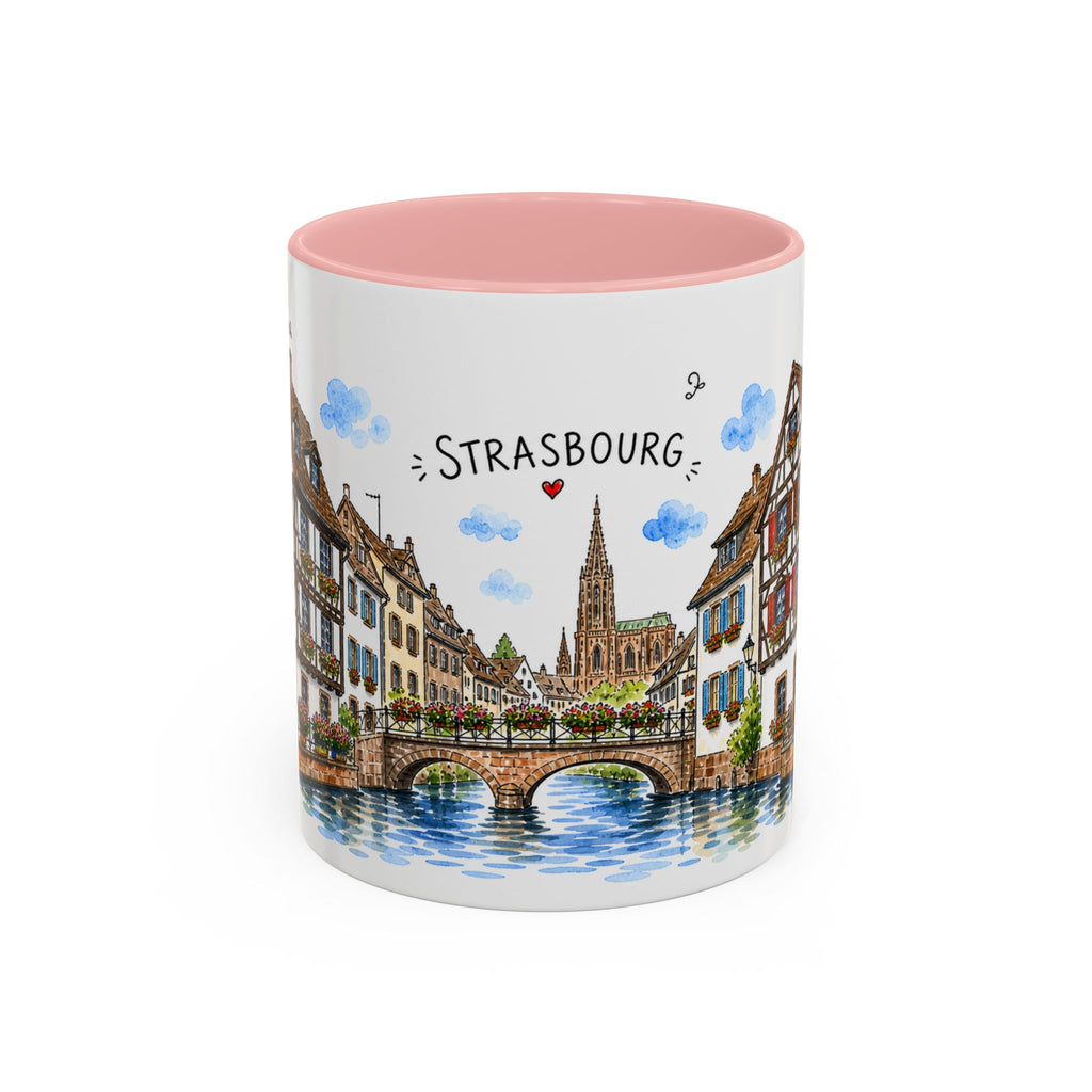 Strasbourg Illustrated Travel Mug | France Souvenir Accent Coffee Mug | 11oz 15oz Ceramic Cup