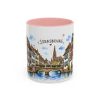 Strasbourg Illustrated Travel Mug | France Souvenir Accent Coffee Mug | 11oz 15oz Ceramic Cup