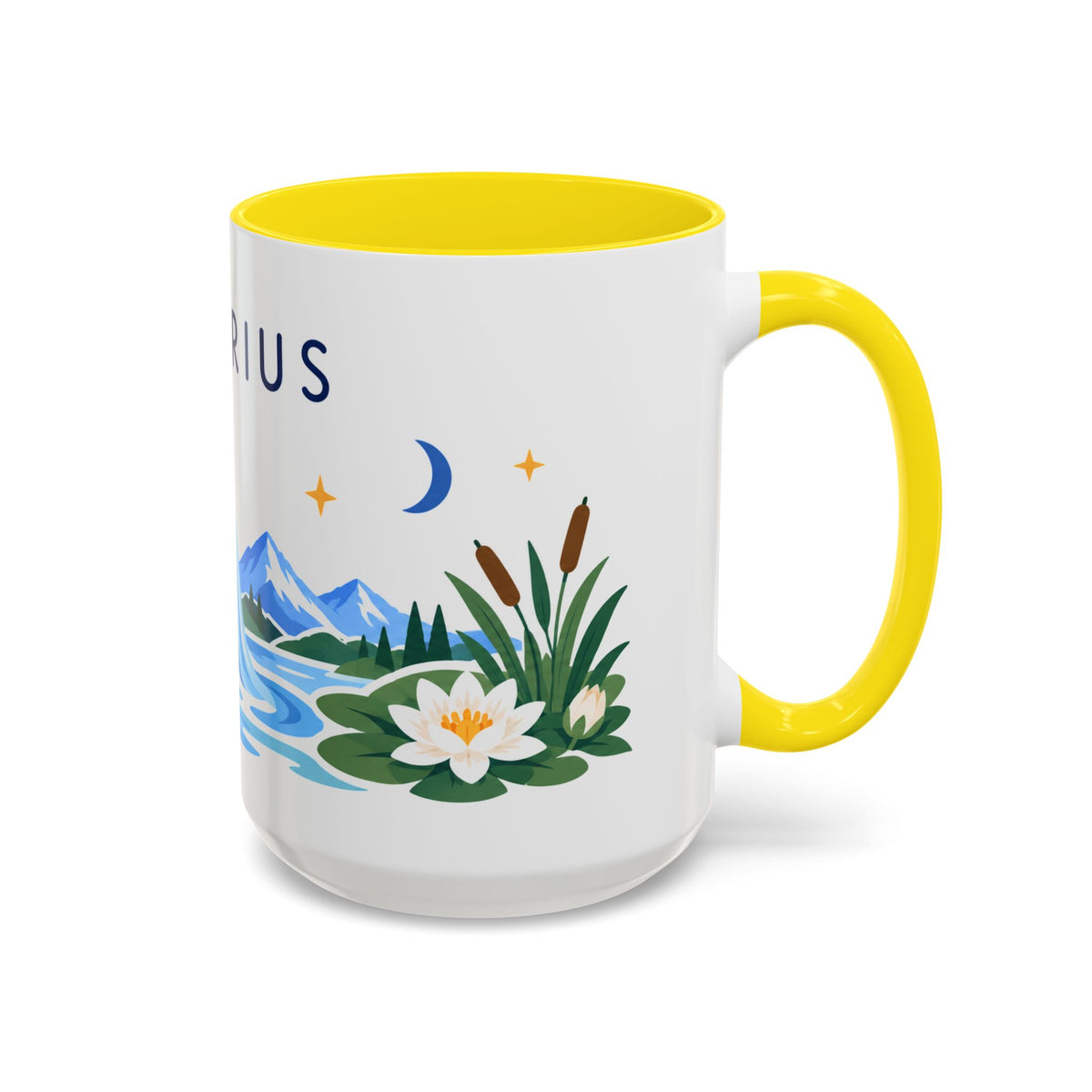 Aquarius Zodiac Coffee Mug | Water Bearer Design | Astrology Birthday Gift | 11 oz 15 oz Ceramic Accent Mug