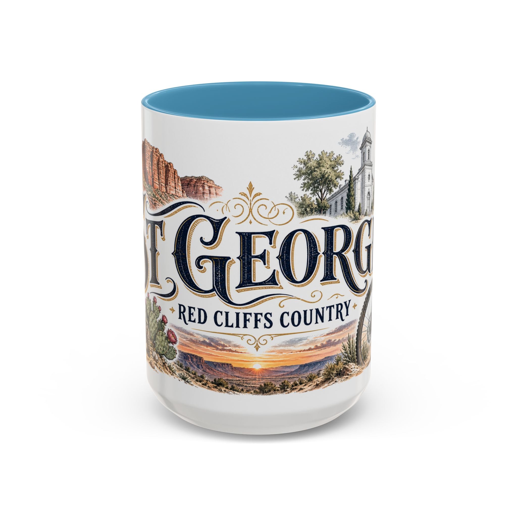 St George Coffee Mug | United States Travel Souvenir | Vintage Illustrated City Gift | 11 oz 15 oz Accent Mug