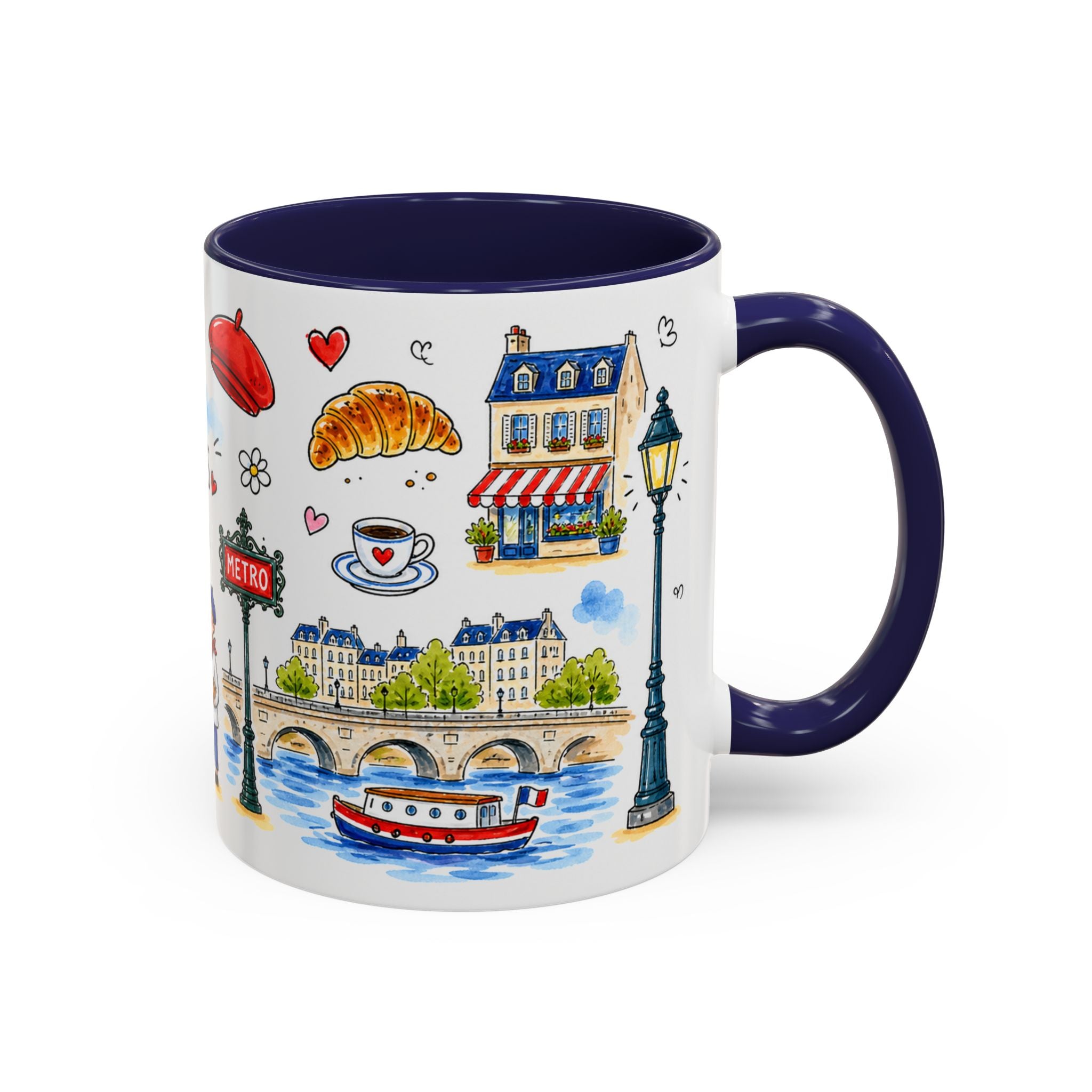 Paris Travel Mug | European City Souvenir Accent Coffee Mug | 11oz 15oz Ceramic Cup